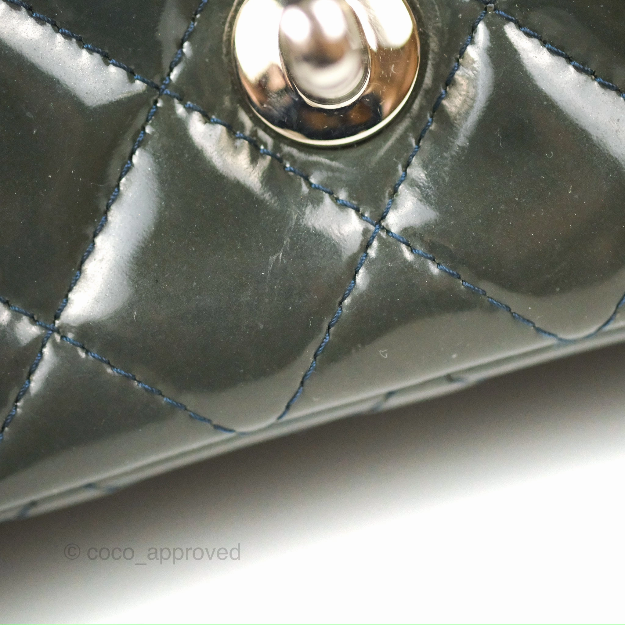 Chanel Quilted Mini Rectangular Green Patent Silver Hardware