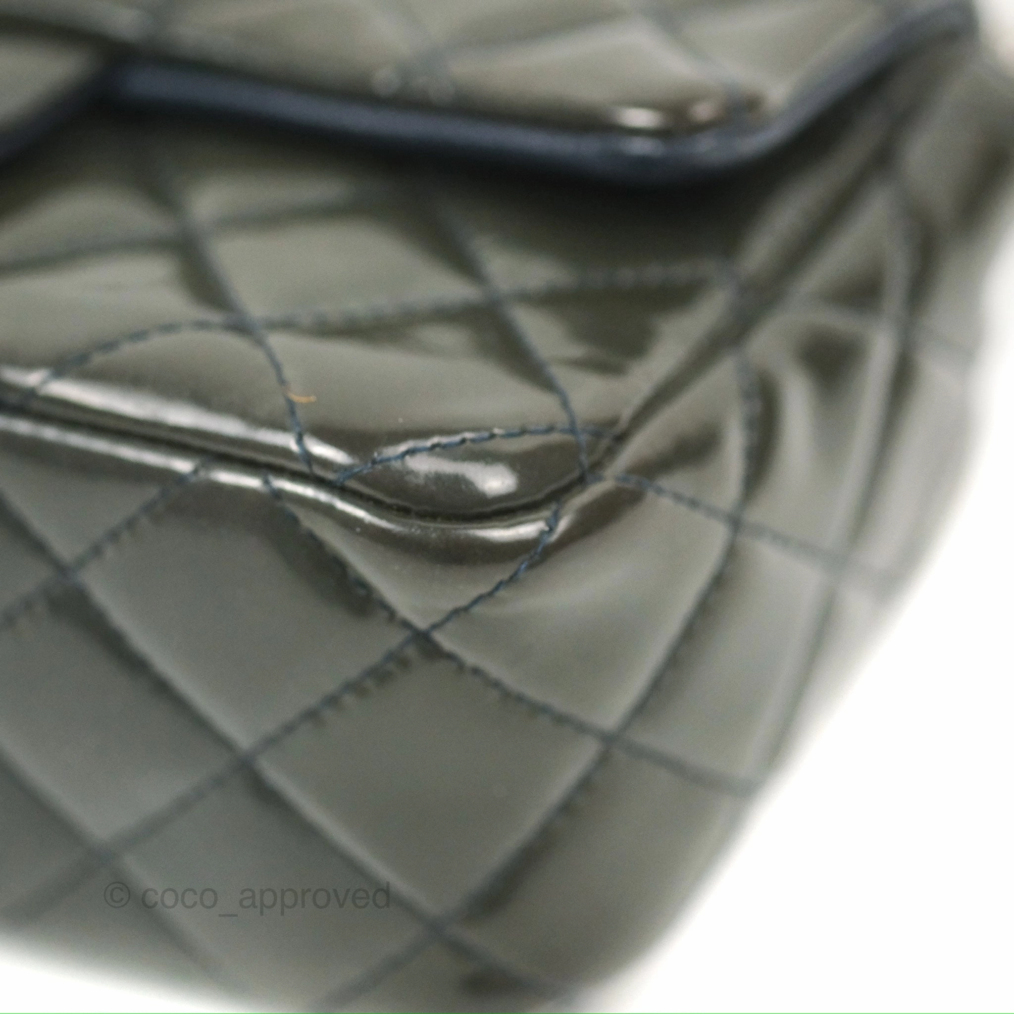 Chanel Quilted Mini Rectangular Green Patent Silver Hardware