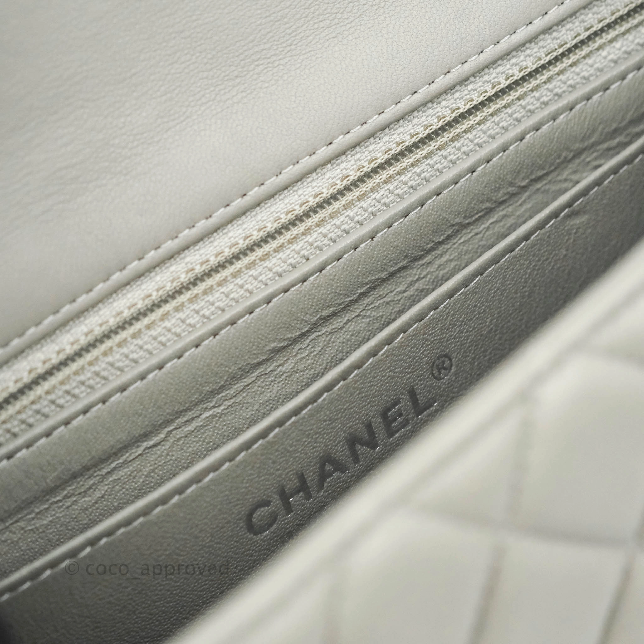Chanel Quilted Mini Rectangular Grey Lambskin Silver Hardware 19B