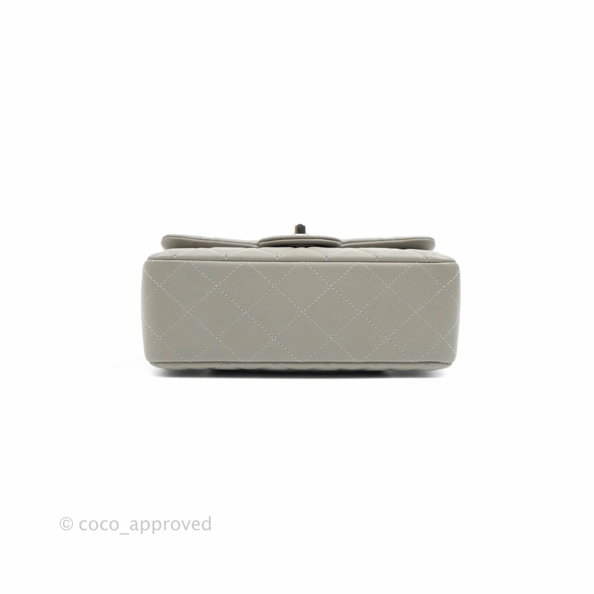 Chanel Quilted Mini Rectangular Grey Lambskin Silver Hardware 19B