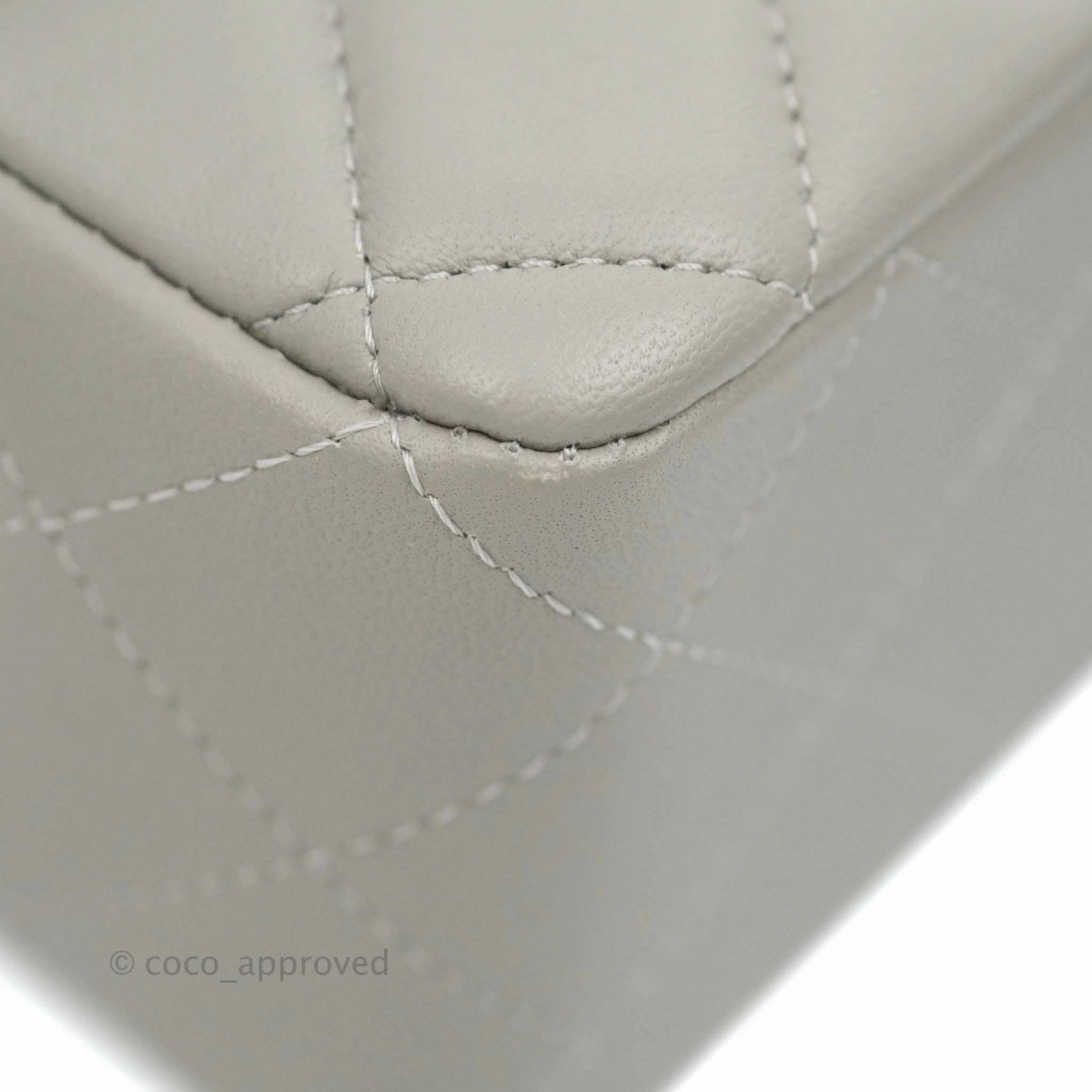 Chanel Quilted Mini Rectangular Grey Lambskin Silver Hardware 19B