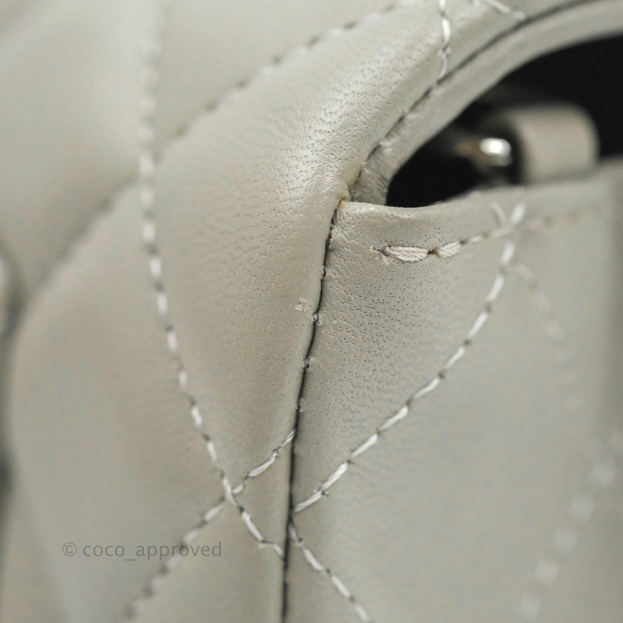 Chanel Quilted Mini Rectangular Grey Lambskin Silver Hardware 19B