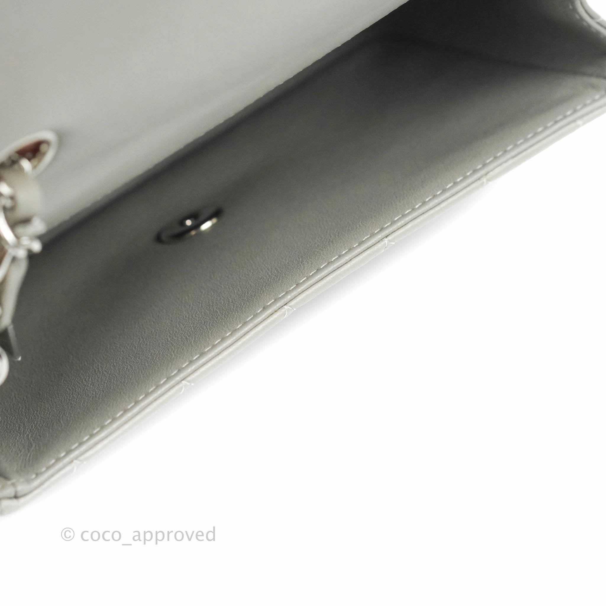 Chanel Quilted Mini Rectangular Grey Lambskin Silver Hardware 19B