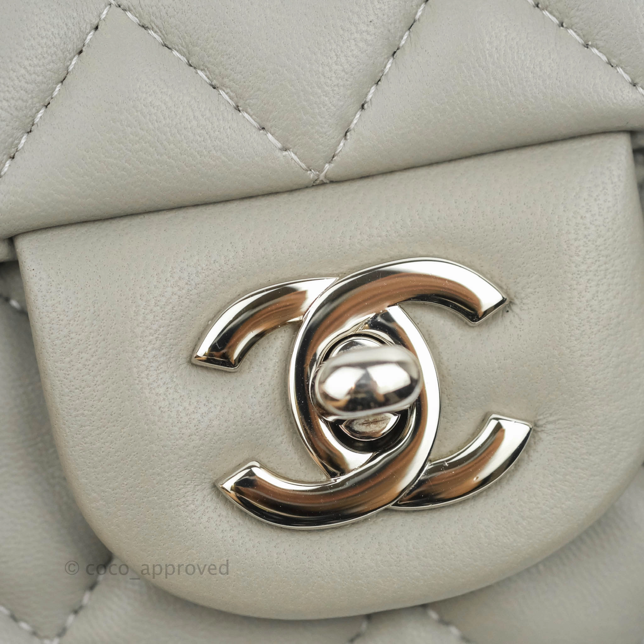 Chanel Quilted Mini Rectangular Grey Lambskin Silver Hardware 19B