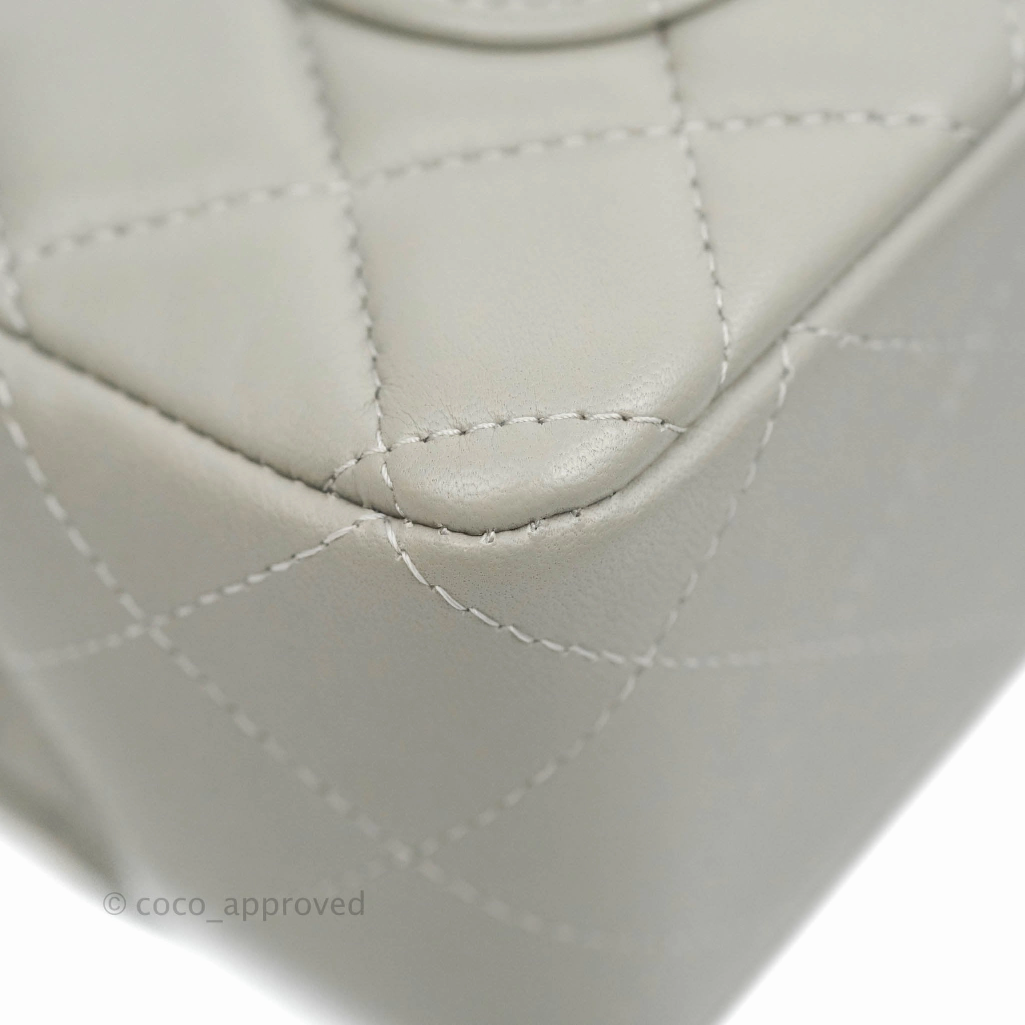 Chanel Quilted Mini Rectangular Grey Lambskin Silver Hardware 19B