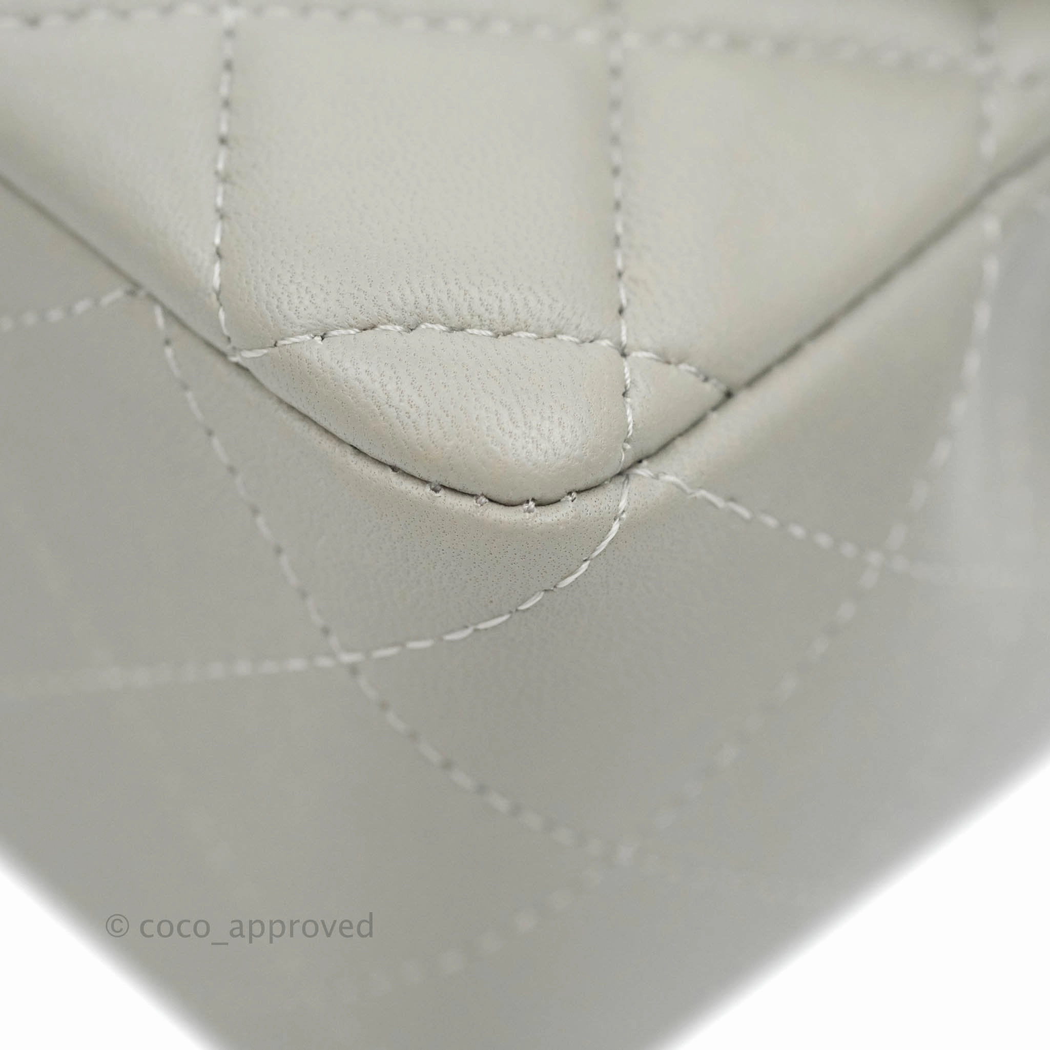 Chanel Quilted Mini Rectangular Grey Lambskin Silver Hardware 19B