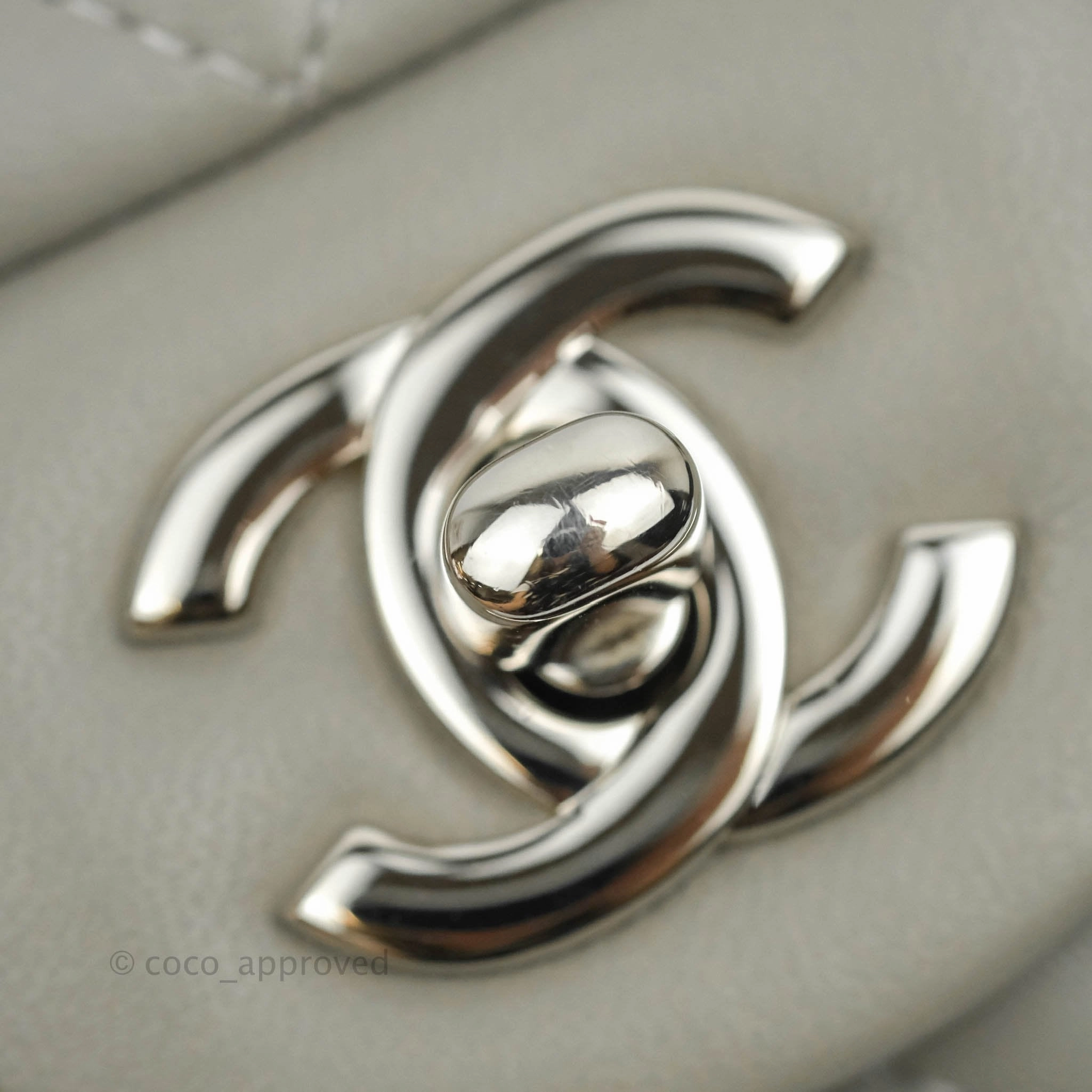 Chanel Quilted Mini Rectangular Grey Lambskin Silver Hardware 19B