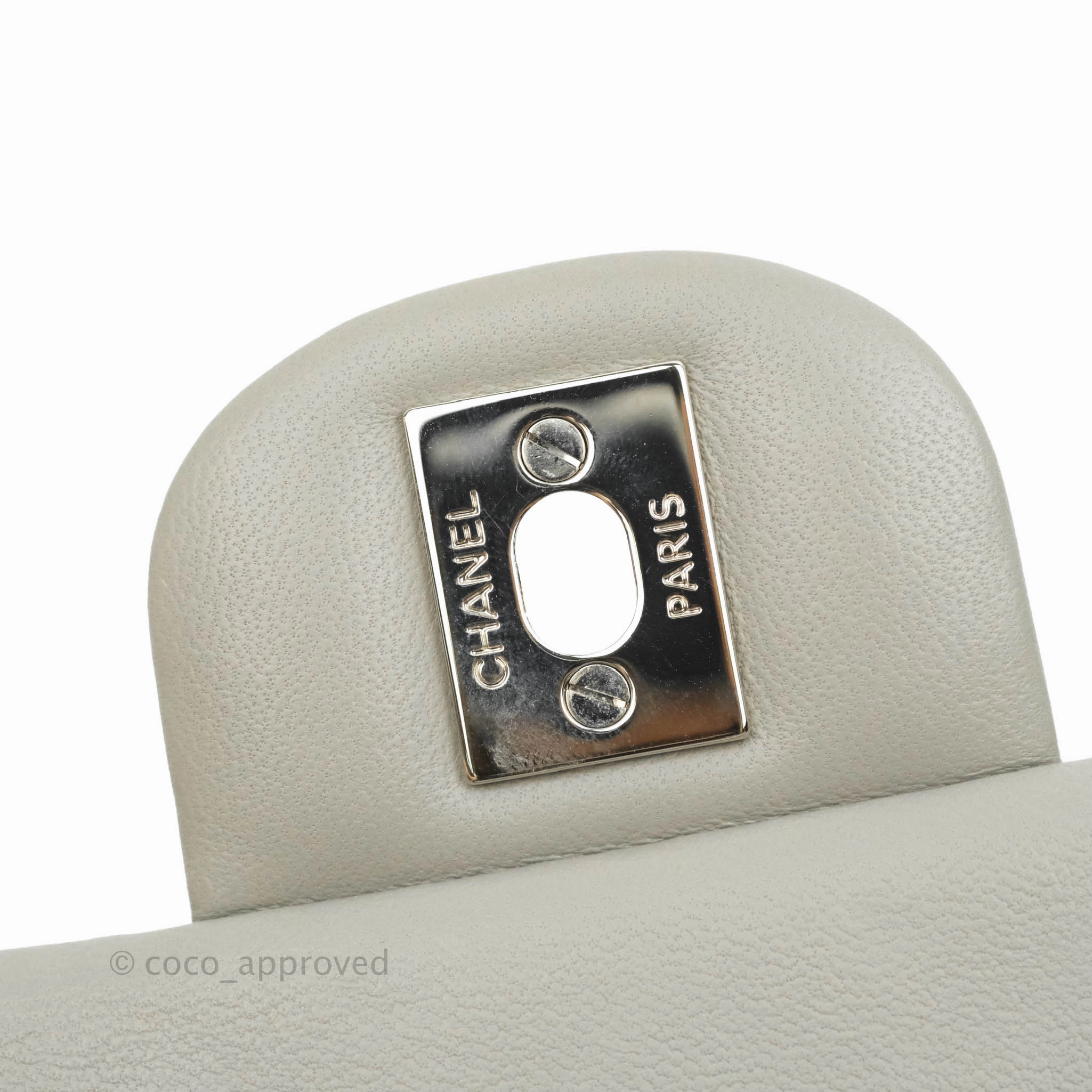 Chanel Quilted Mini Rectangular Grey Lambskin Silver Hardware 19B