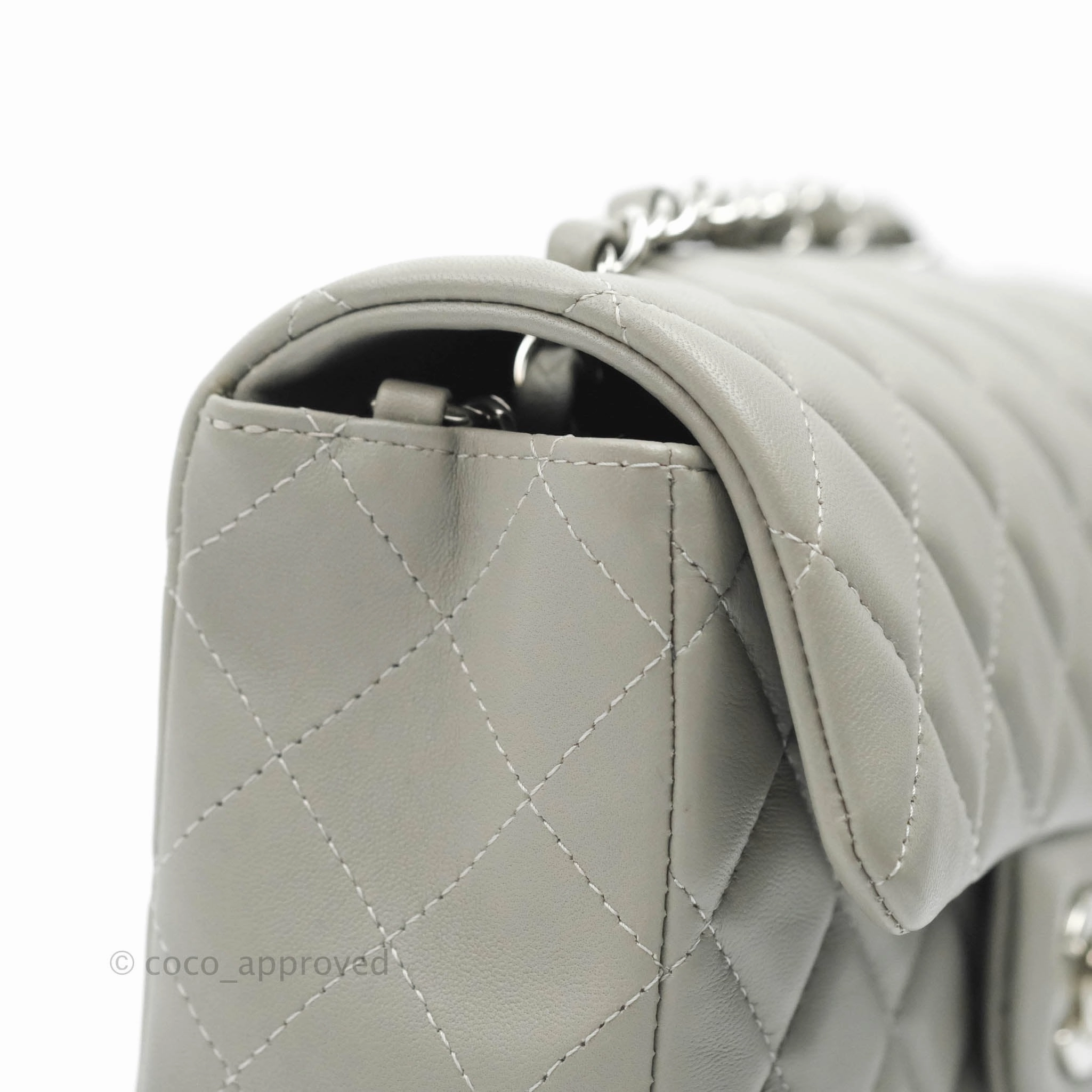 Chanel Quilted Mini Rectangular Grey Lambskin Silver Hardware 19B