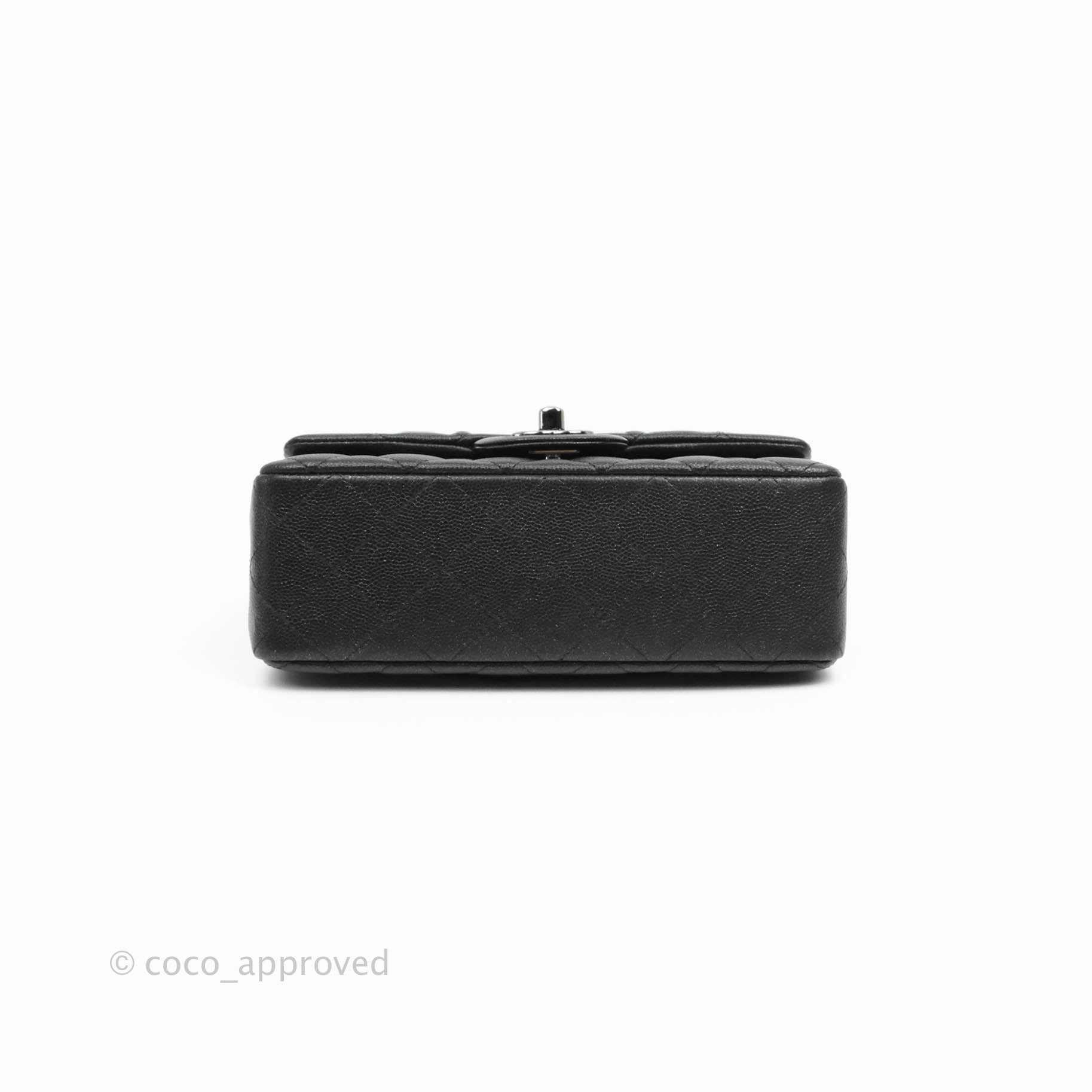 Chanel Quilted Mini Rectangular Iridescent Black Caviar Gun Metal 18C