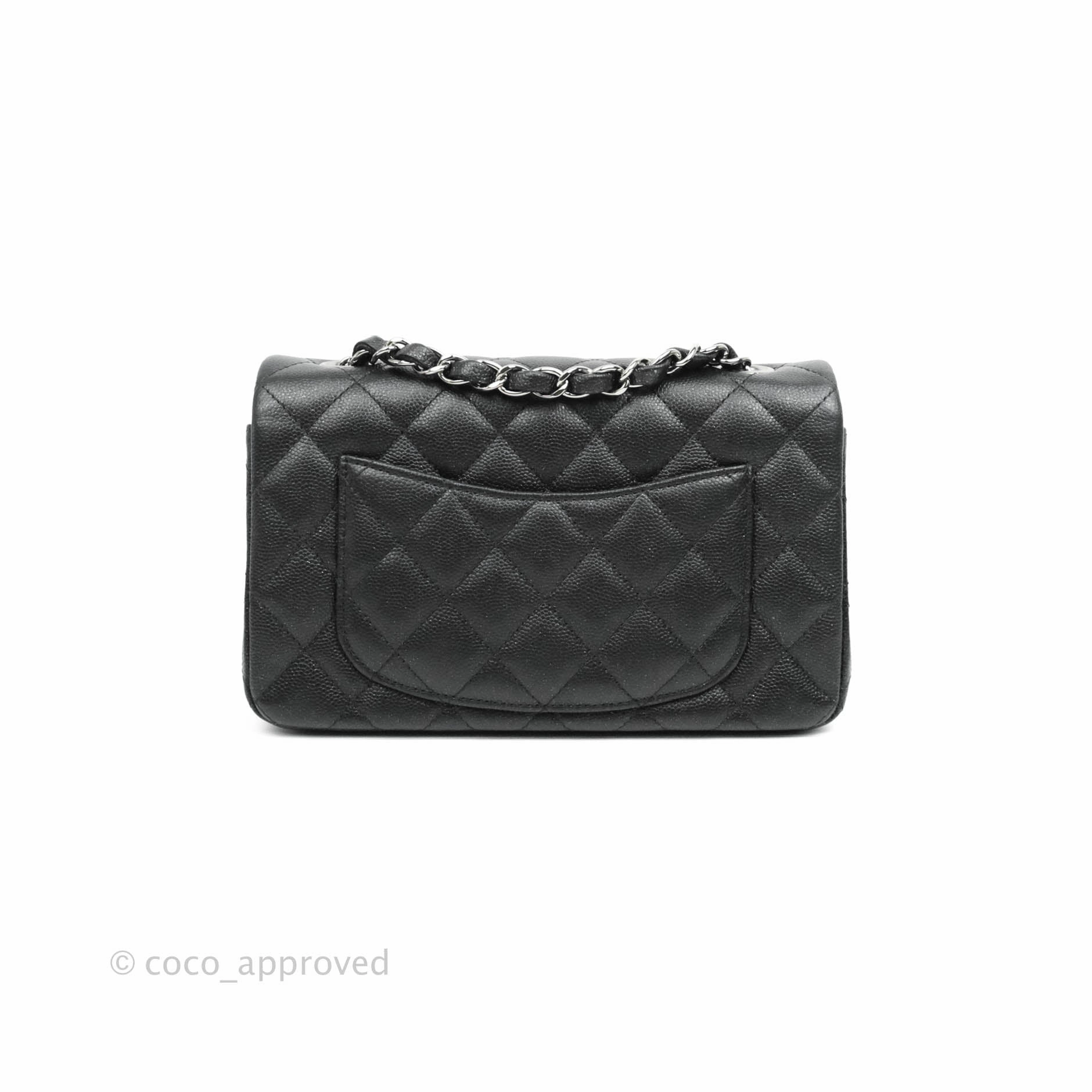 Chanel Quilted Mini Rectangular Iridescent Black Caviar Gun Metal 18C