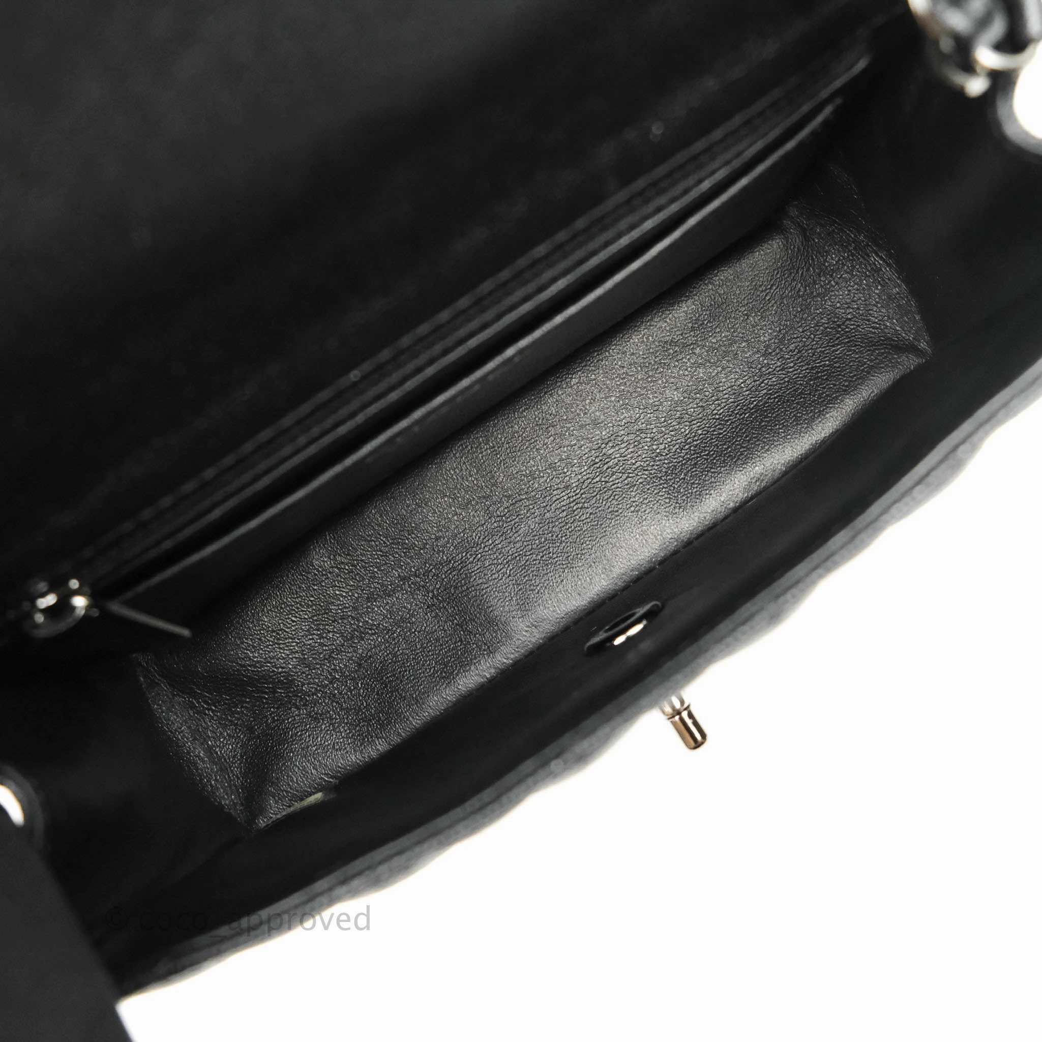 Chanel Quilted Mini Rectangular Iridescent Black Caviar Gun Metal 18C