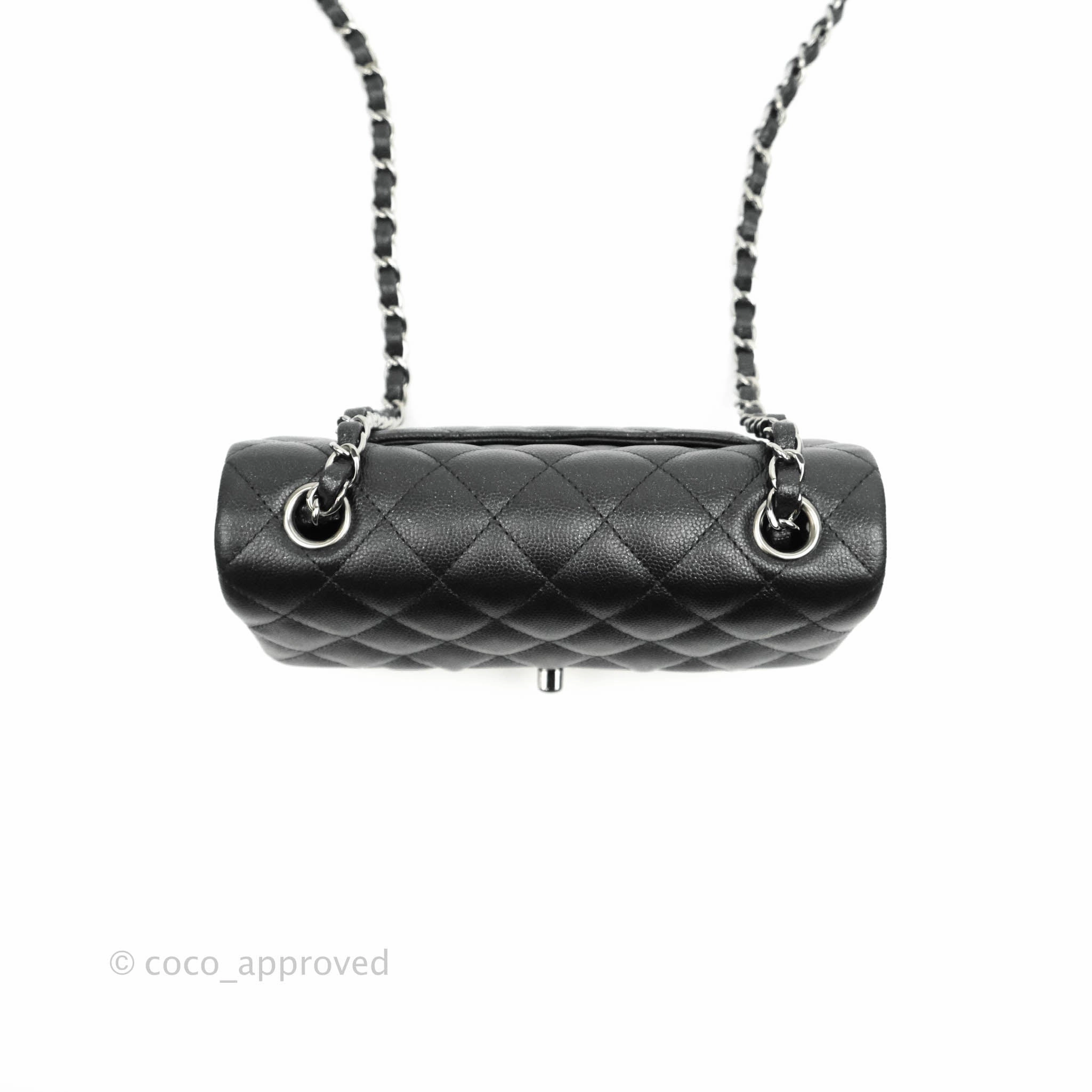 Chanel Quilted Mini Rectangular Iridescent Black Caviar Gun Metal 18C