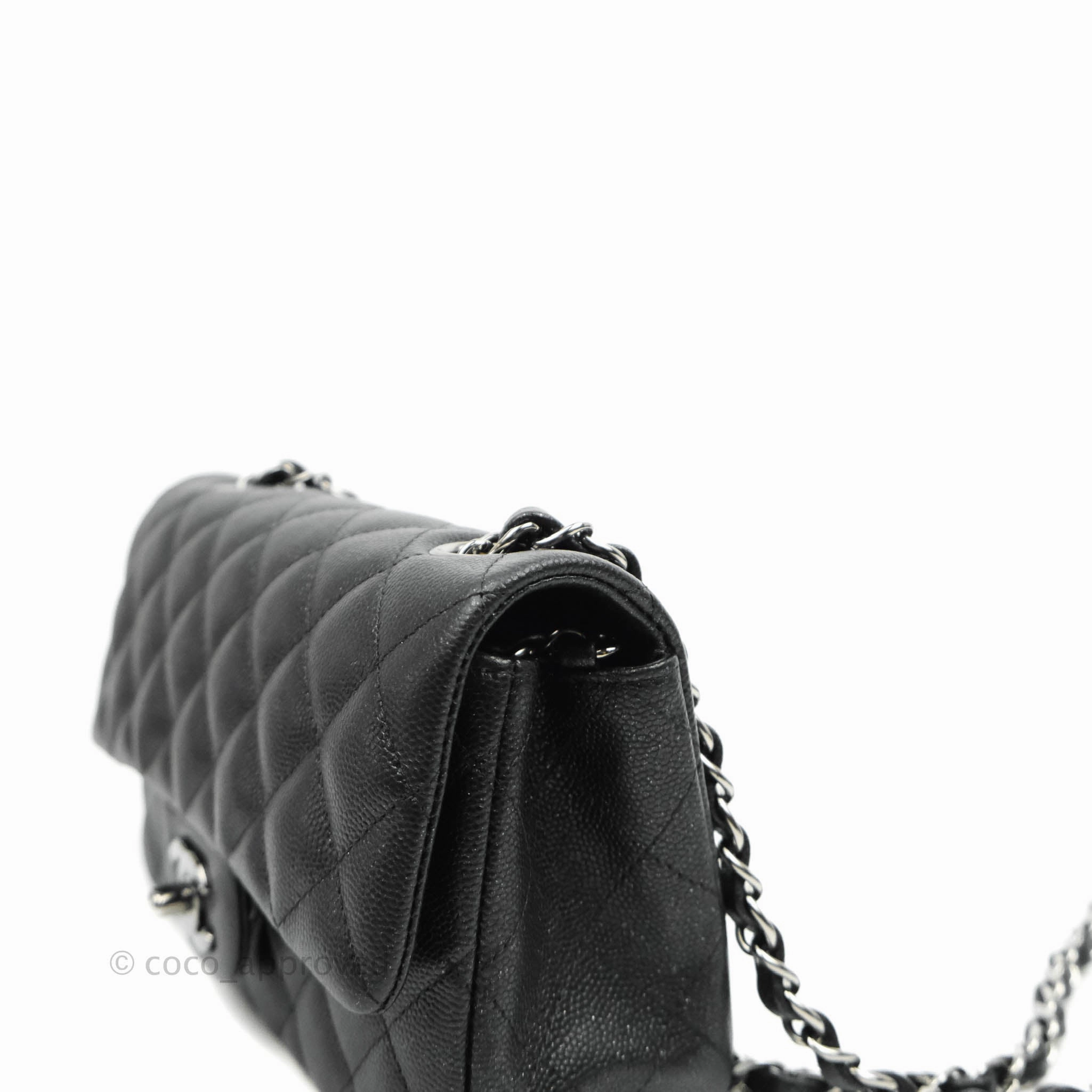 Chanel Quilted Mini Rectangular Iridescent Black Caviar Gun Metal 18C