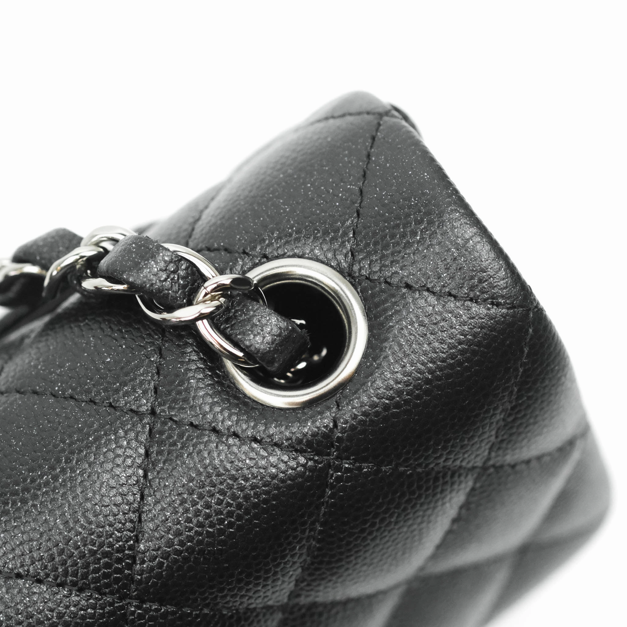 Chanel Quilted Mini Rectangular Iridescent Black Caviar Gun Metal 18C