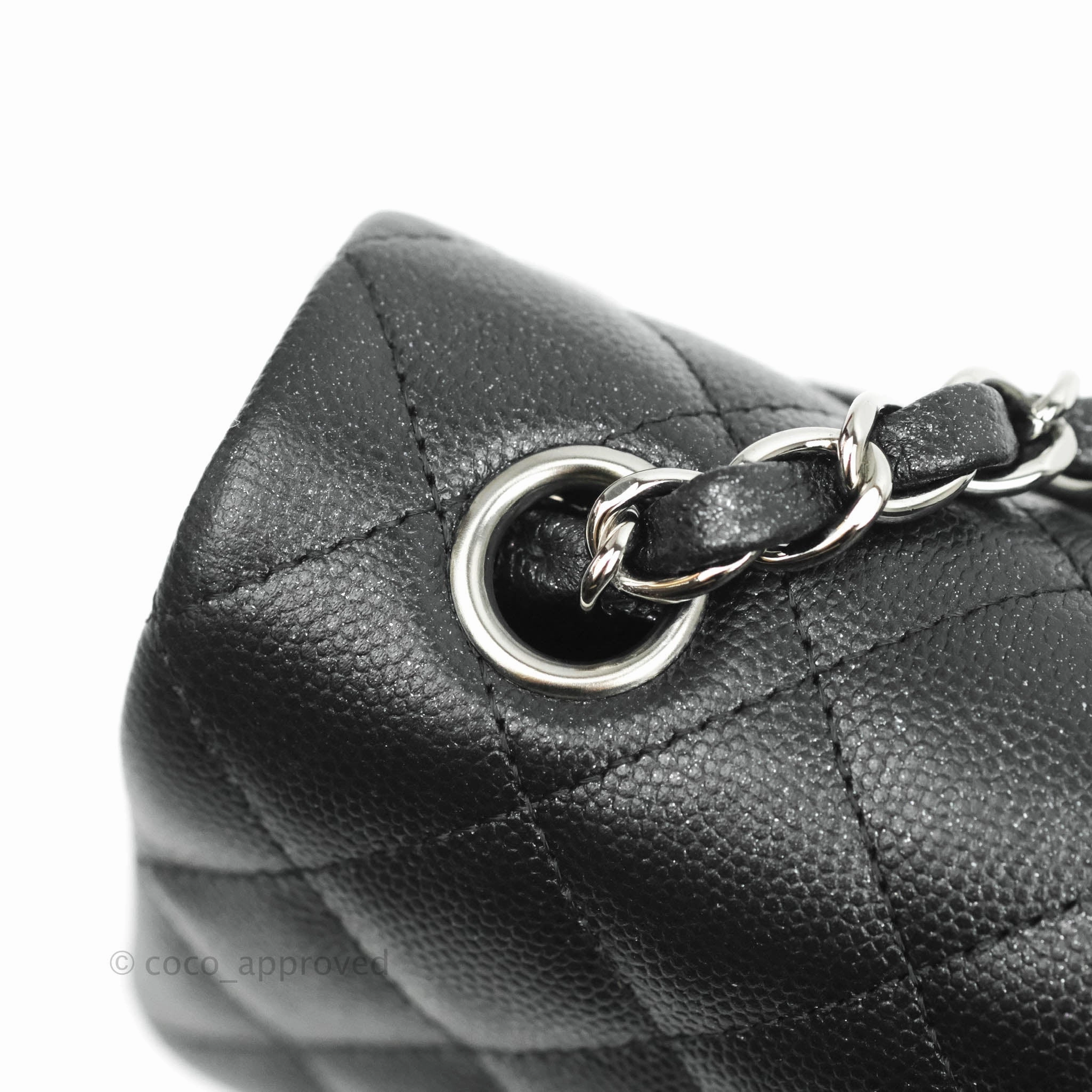 Chanel Quilted Mini Rectangular Iridescent Black Caviar Gun Metal 18C