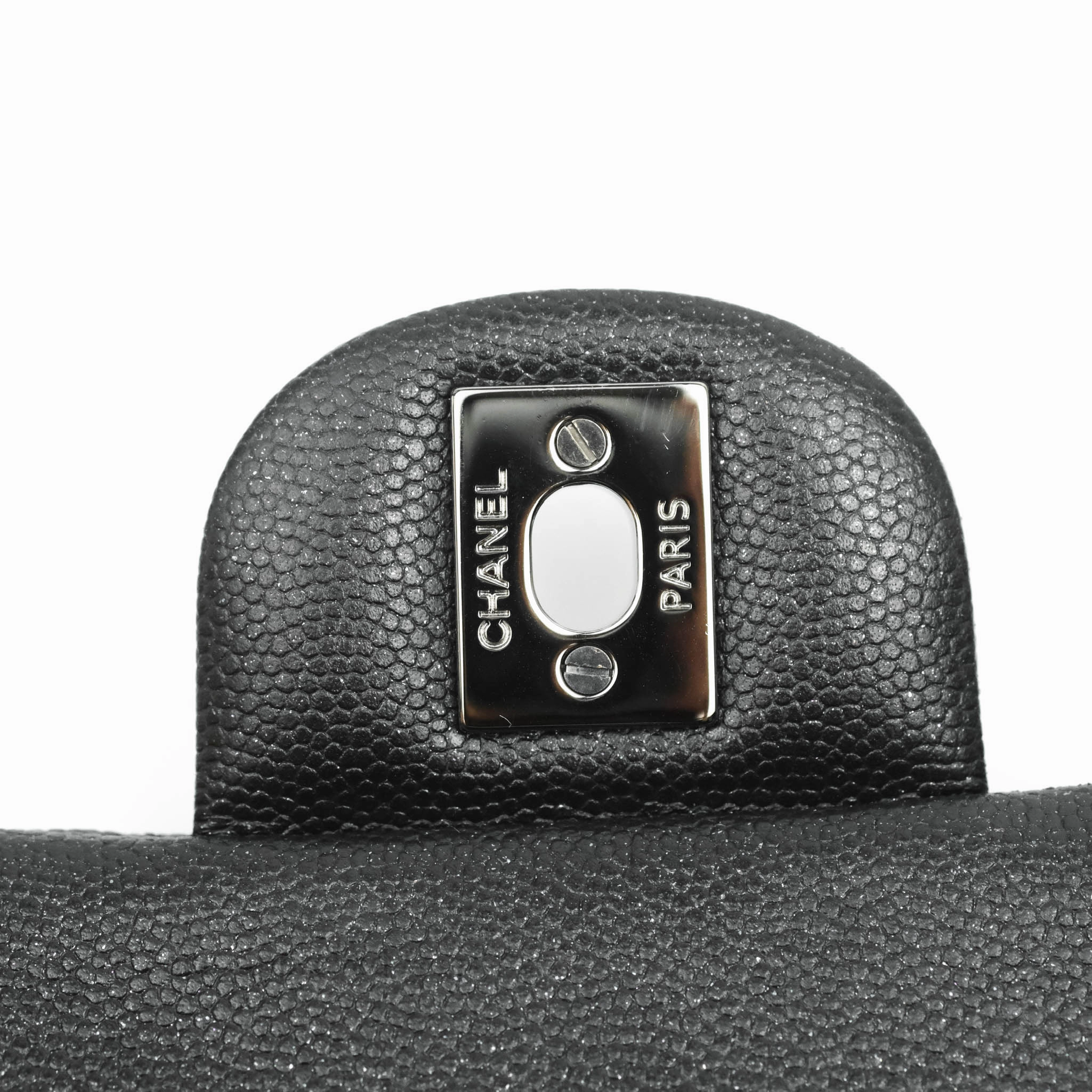 Chanel Quilted Mini Rectangular Iridescent Black Caviar Gun Metal 18C