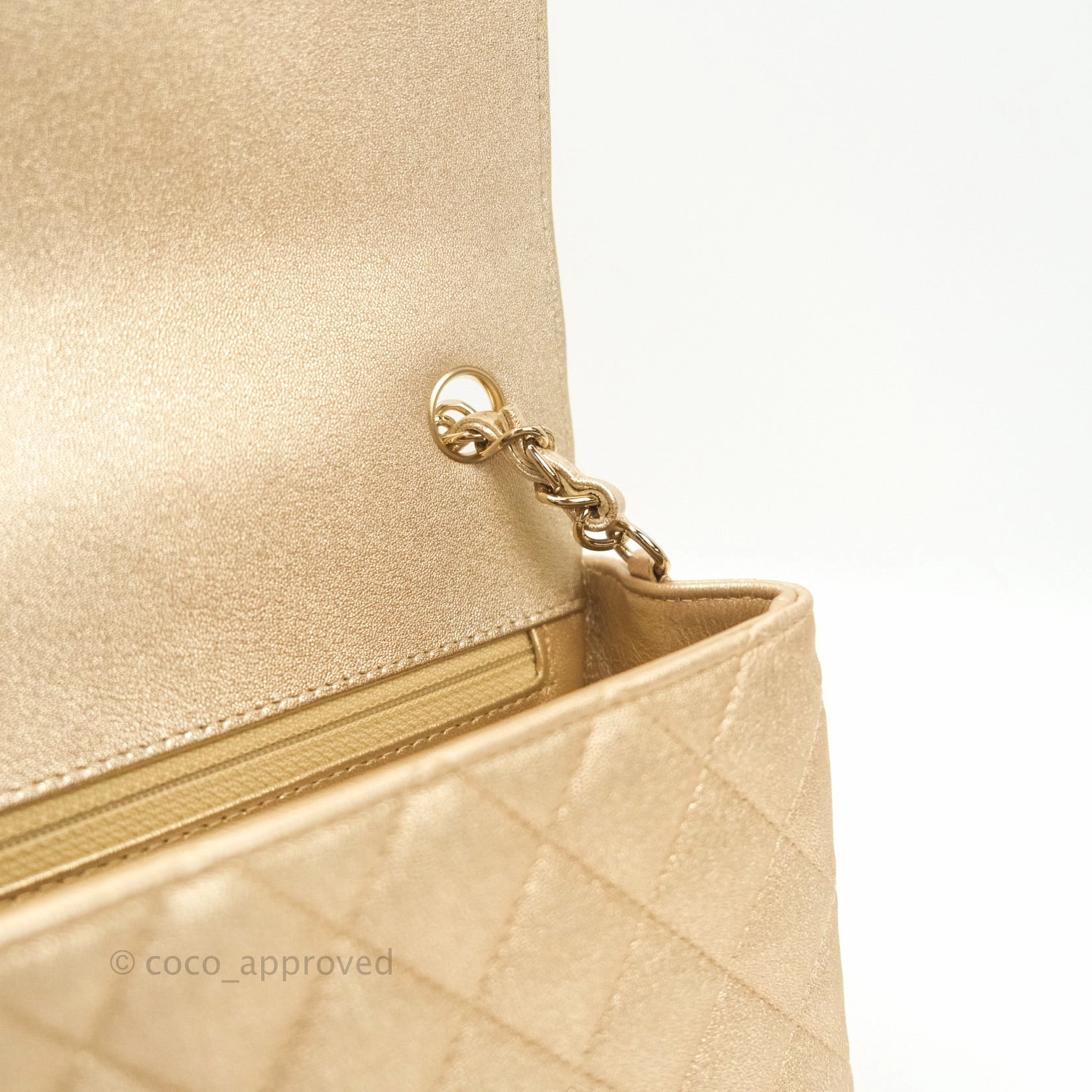 Chanel Quilted Mini Rectangular Iridescent Gold Lambskin Gold Hardware