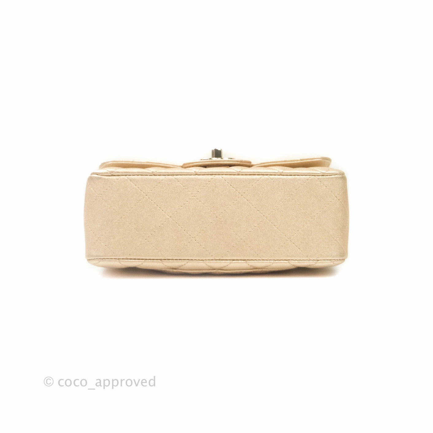 Chanel Quilted Mini Rectangular Iridescent Gold Lambskin Gold Hardware