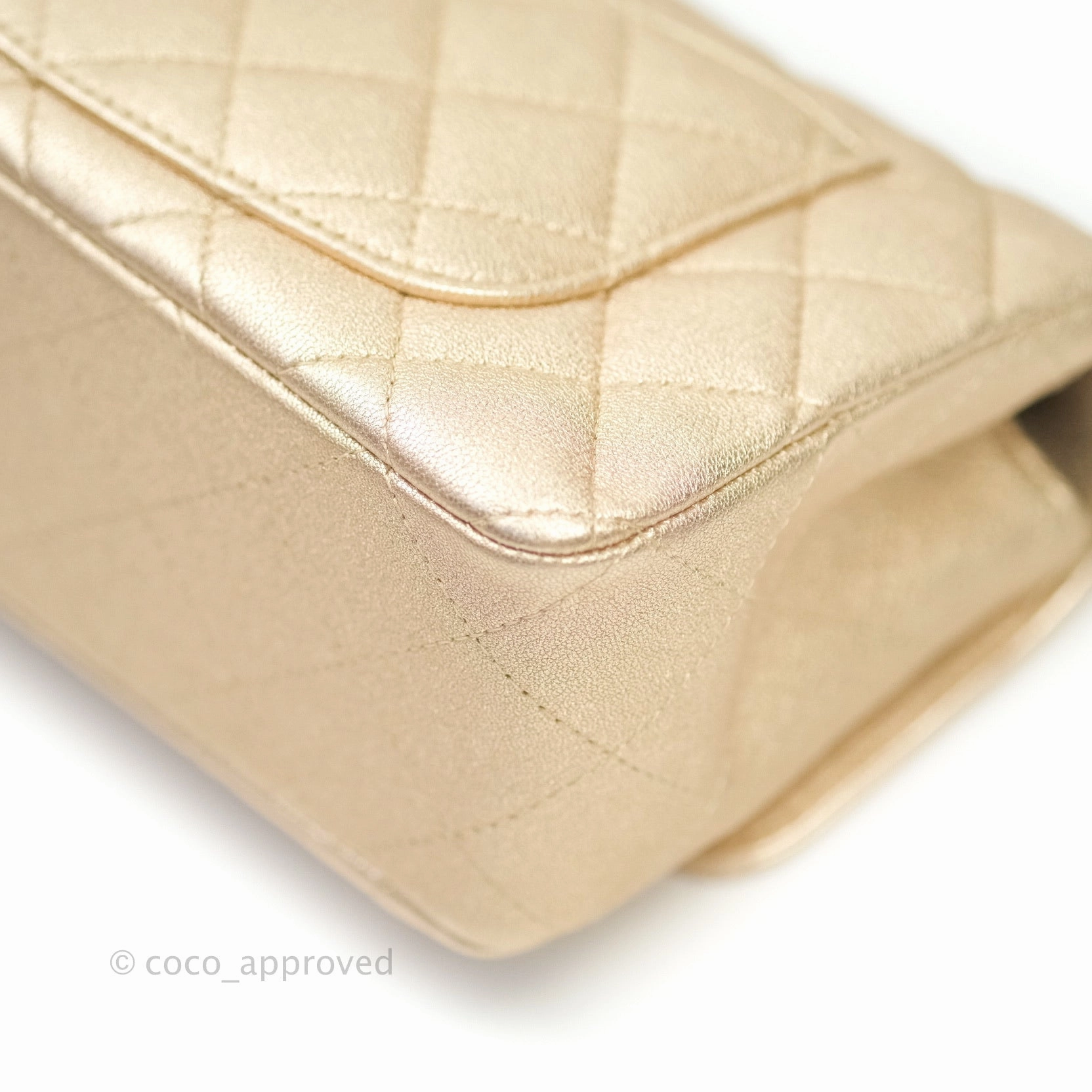 Chanel Quilted Mini Rectangular Iridescent Gold Lambskin Gold Hardware