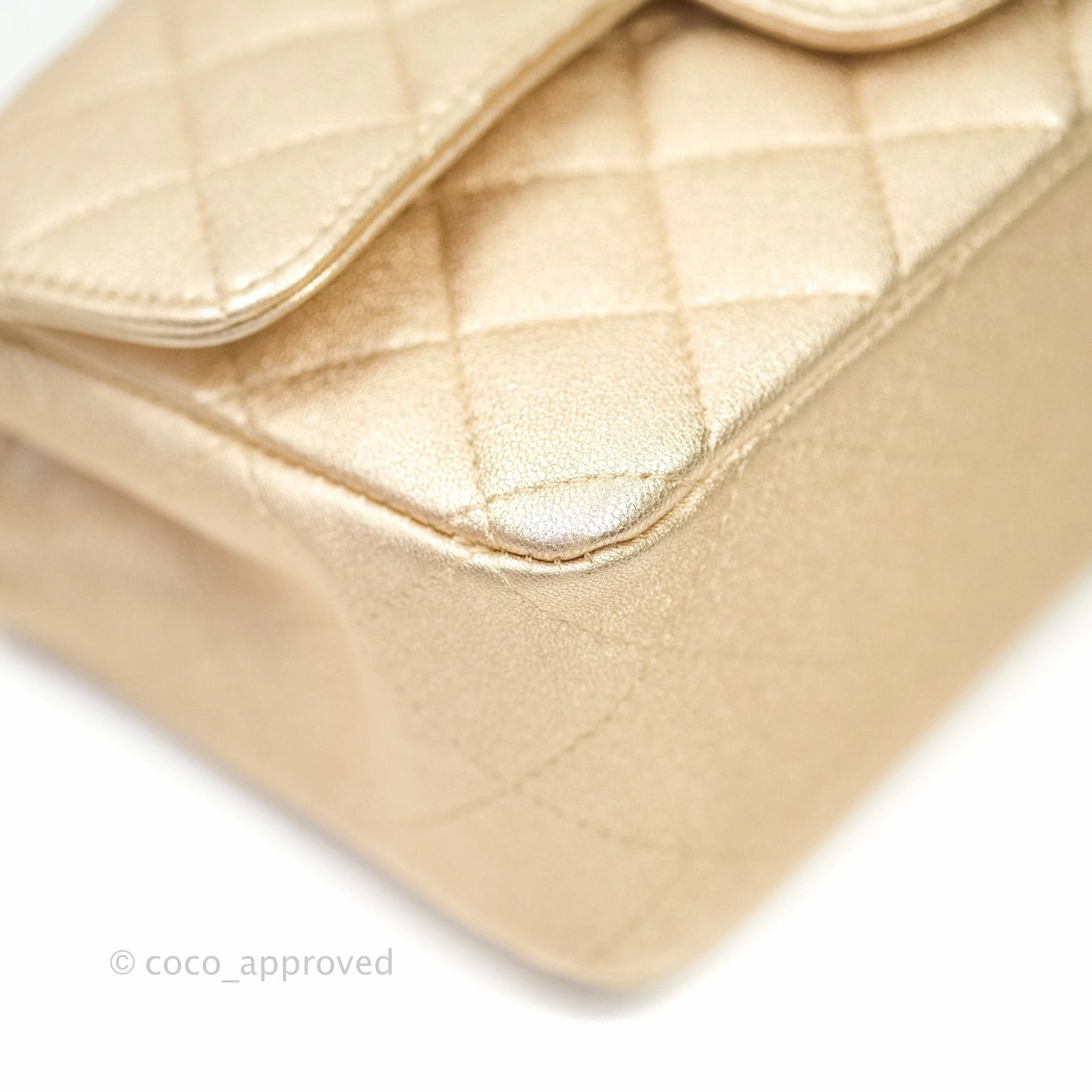 Chanel Quilted Mini Rectangular Iridescent Gold Lambskin Gold Hardware