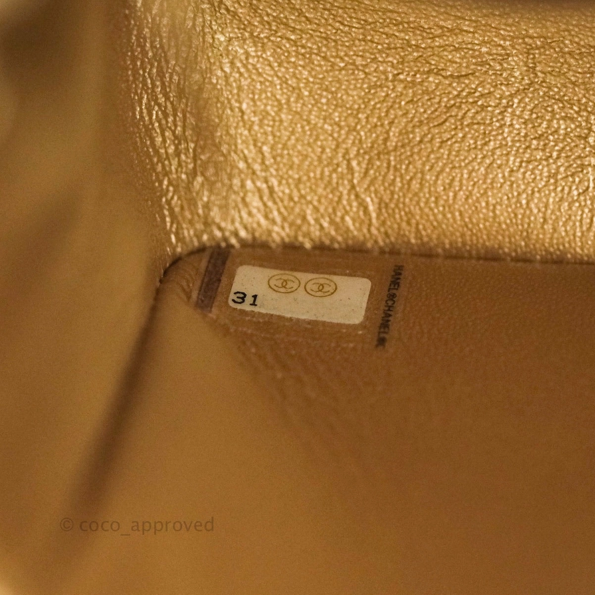 Chanel Quilted Mini Rectangular Iridescent Gold Lambskin Gold Hardware
