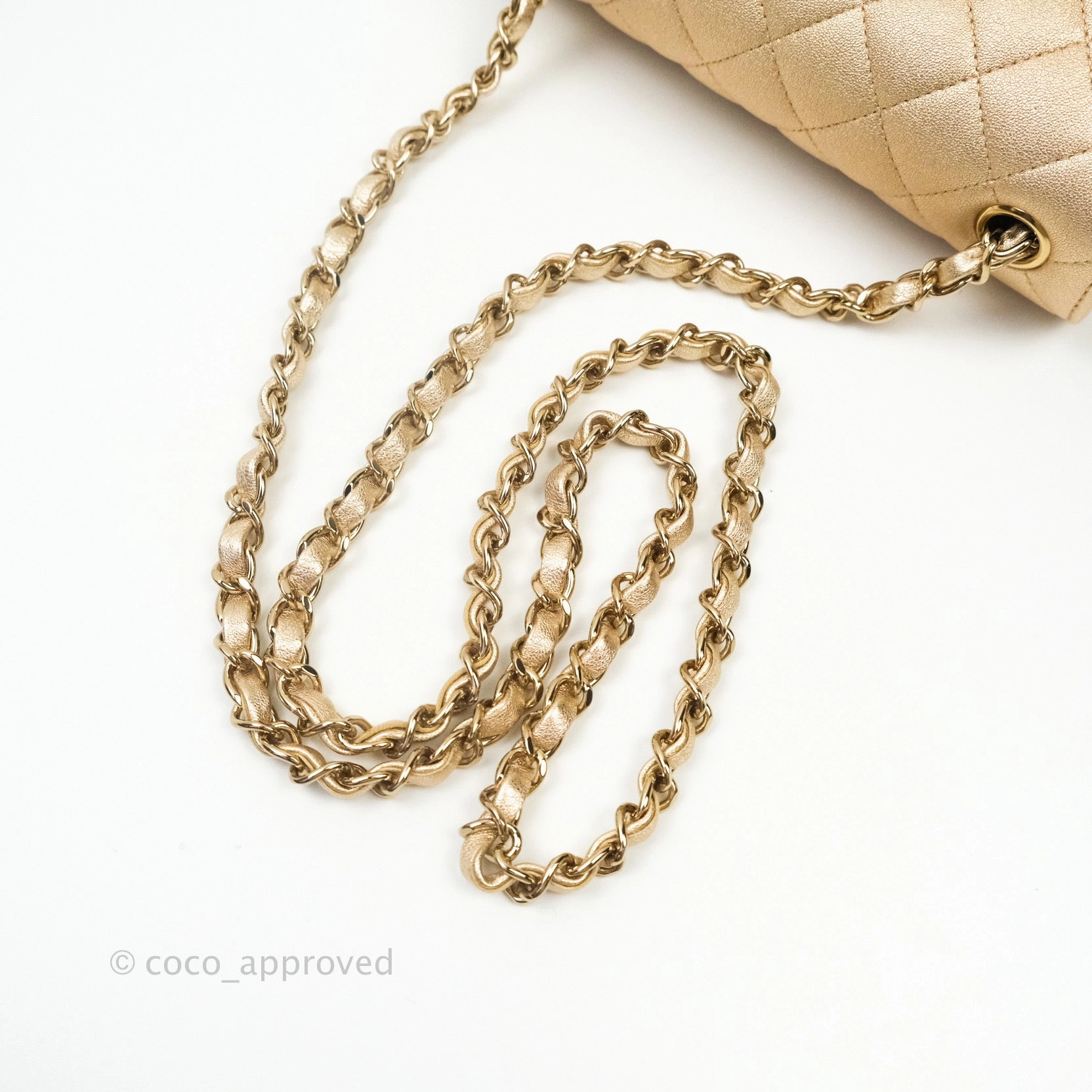 Chanel Quilted Mini Rectangular Iridescent Gold Lambskin Gold Hardware