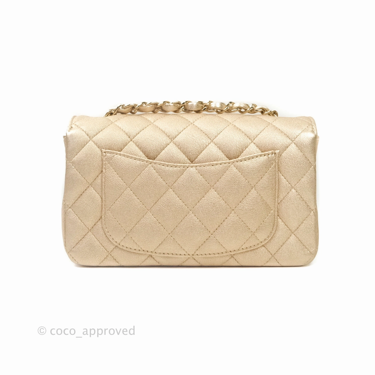 Chanel Quilted Mini Rectangular Iridescent Gold Lambskin Gold Hardware