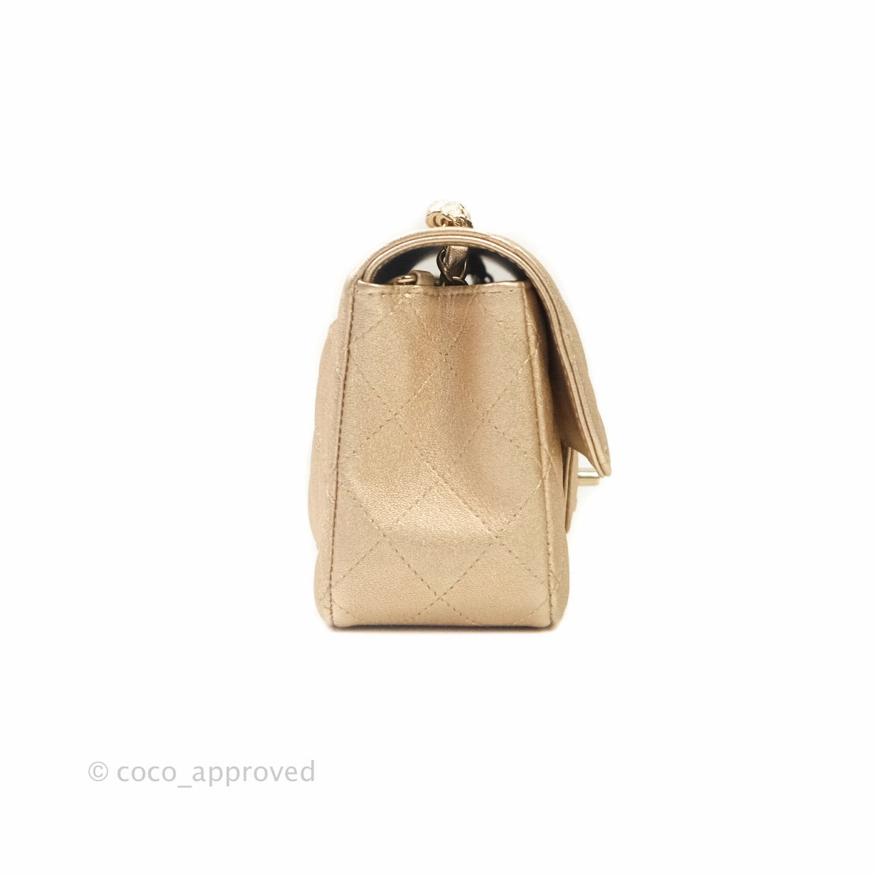 Chanel Quilted Mini Rectangular Iridescent Gold Lambskin Gold Hardware