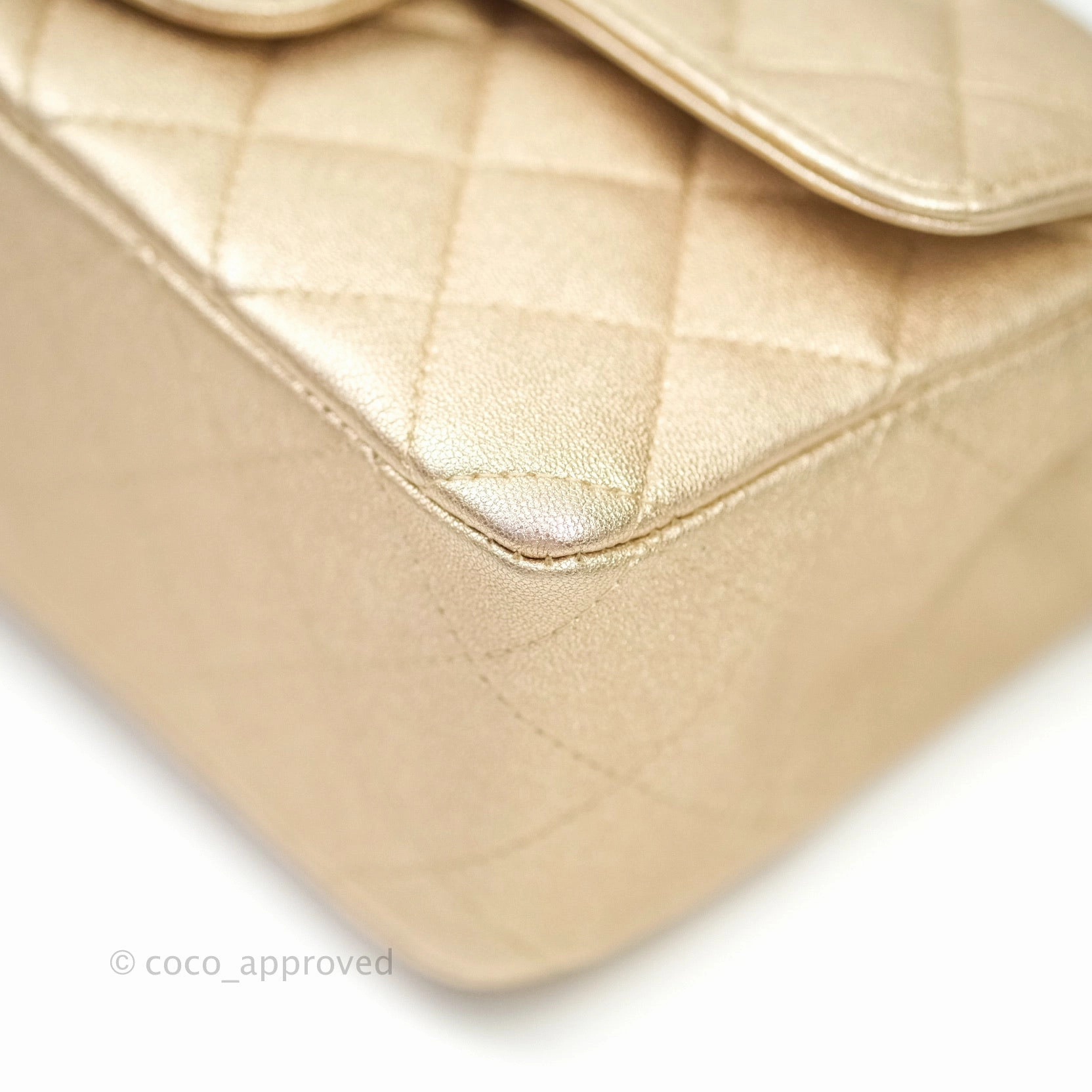 Chanel Quilted Mini Rectangular Iridescent Gold Lambskin Gold Hardware