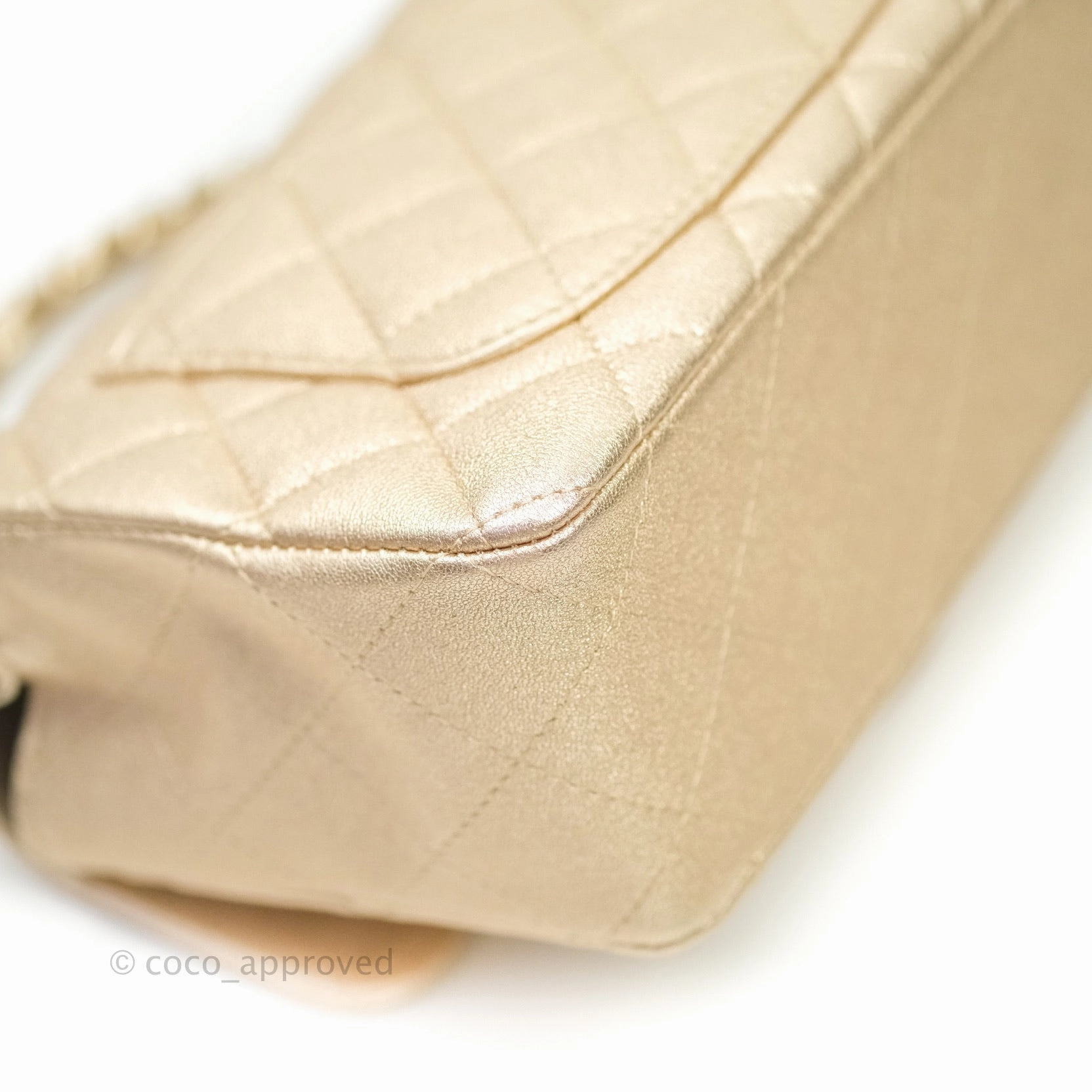 Chanel Quilted Mini Rectangular Iridescent Gold Lambskin Gold Hardware