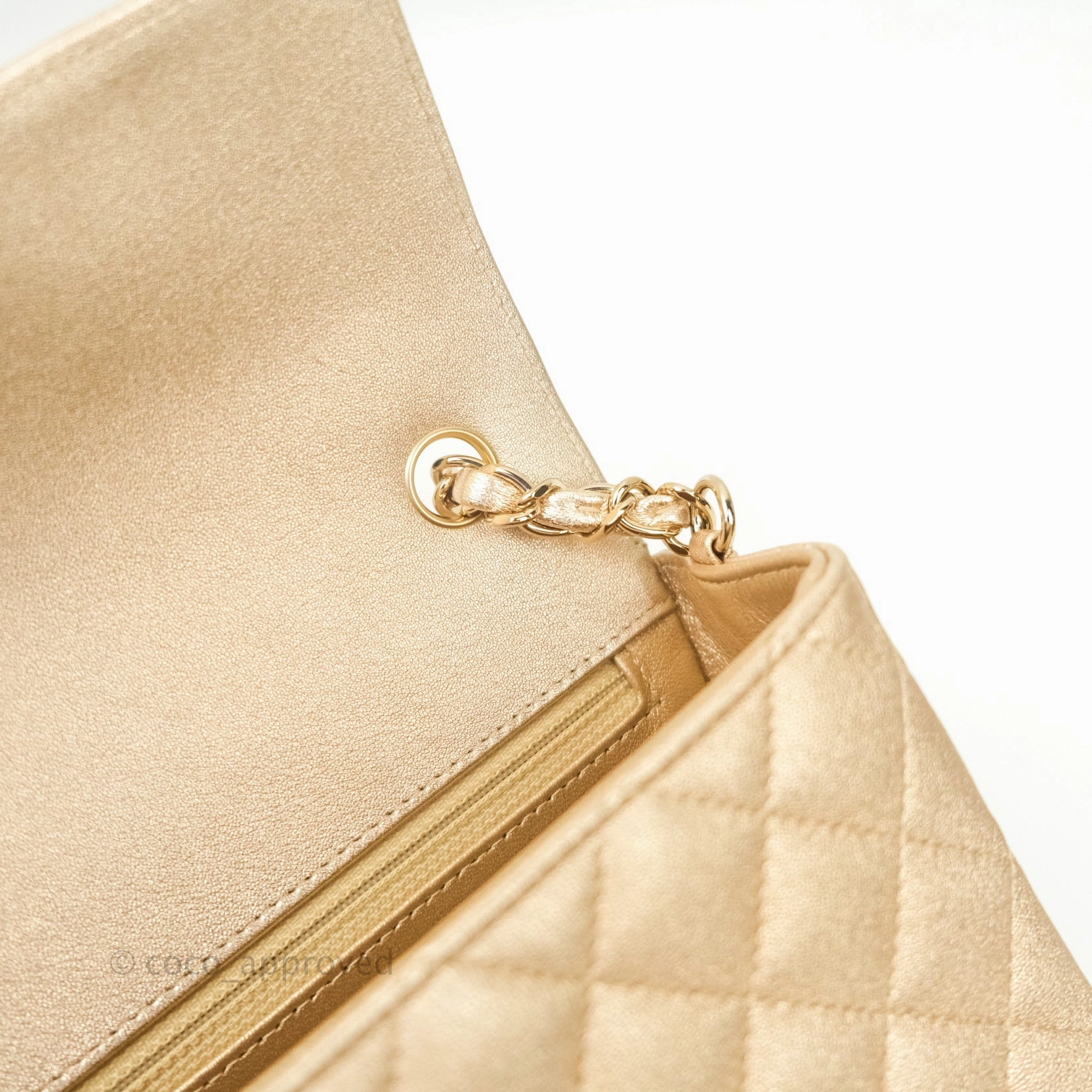 Chanel Quilted Mini Rectangular Iridescent Gold Lambskin Gold Hardware