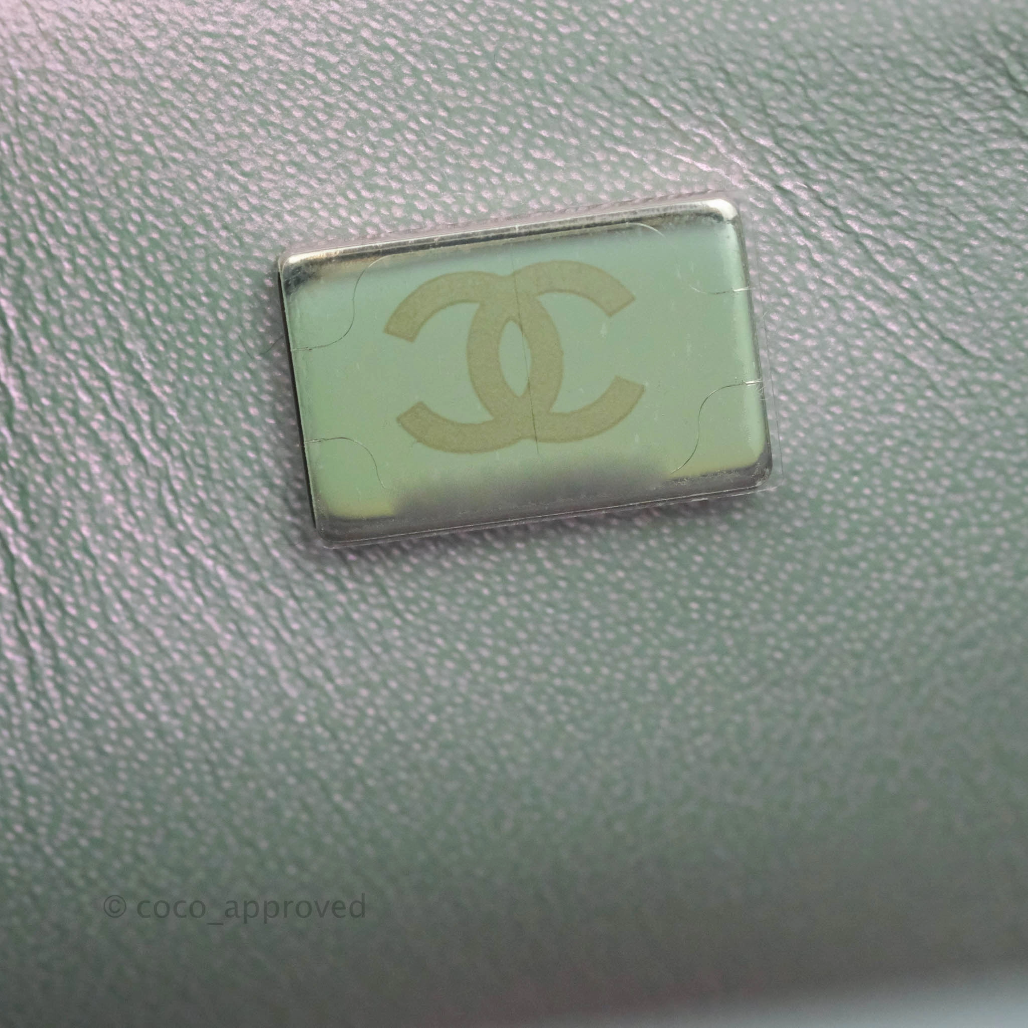 Chanel Quilted Mini Rectangular Iridescent White Lilac Calfskin Silver Hardware