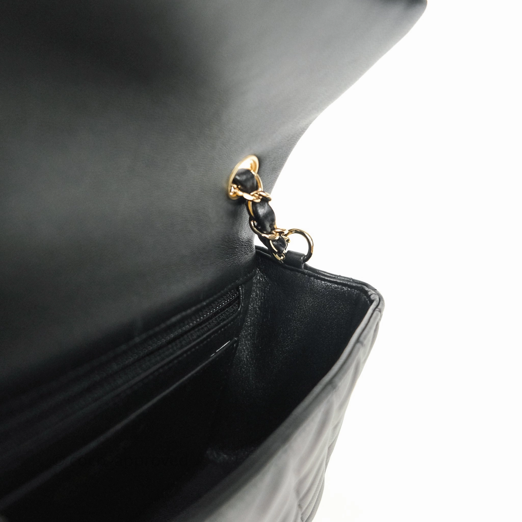 Chanel Quilted Mini Rectangular Lambskin Black Flap Gold Hardware