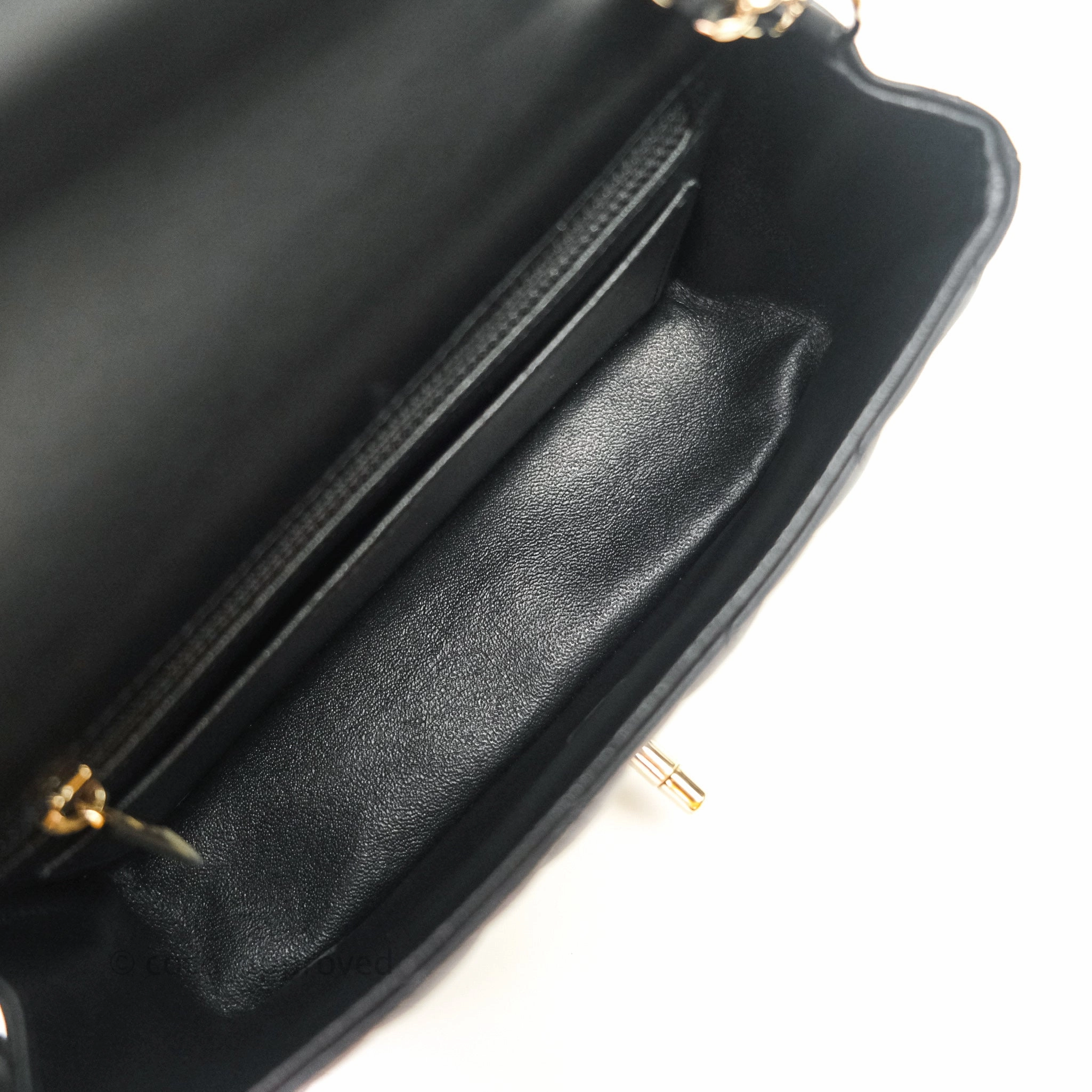 Chanel Quilted Mini Rectangular Lambskin Black Flap Gold Hardware