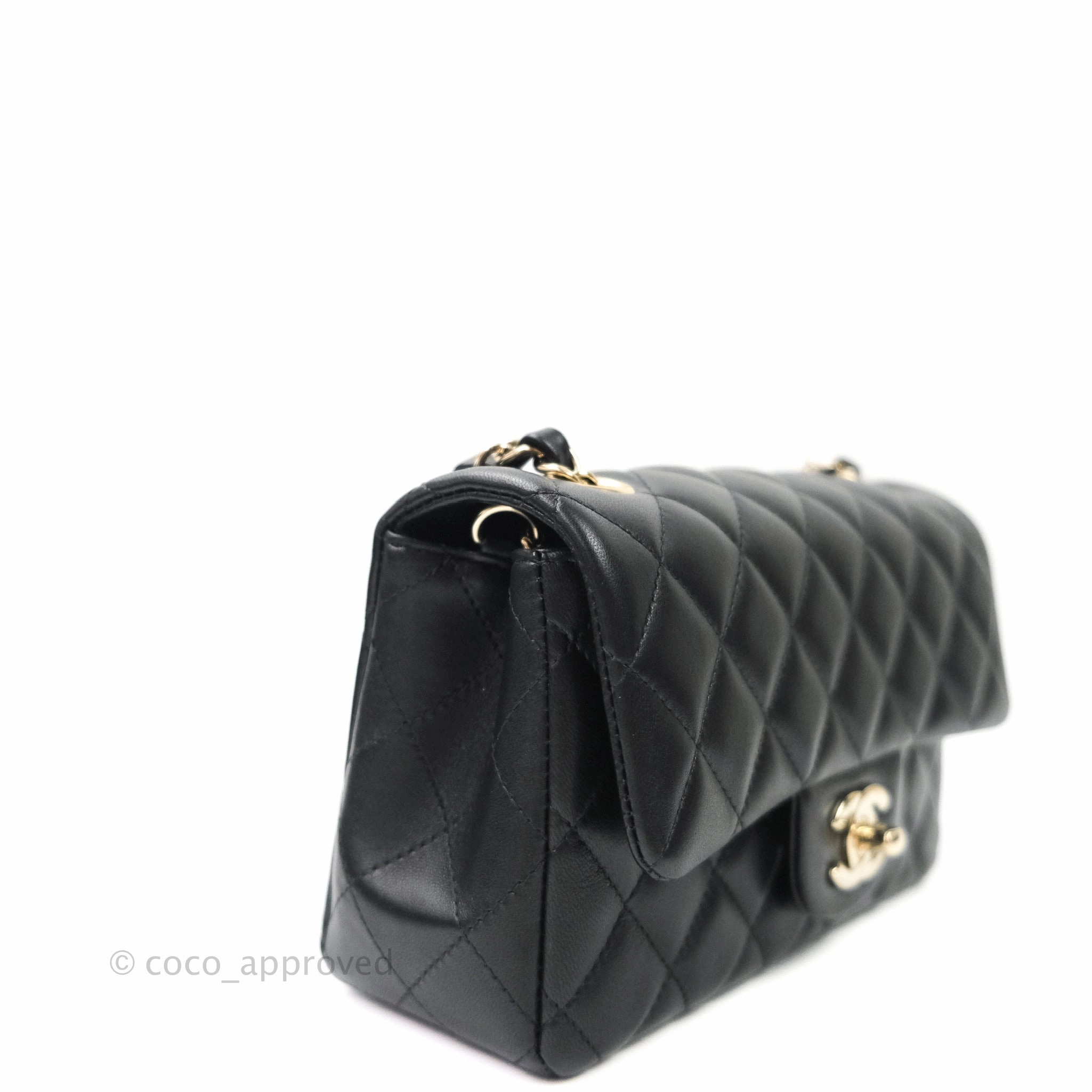 Chanel Quilted Mini Rectangular Lambskin Black Flap Gold Hardware