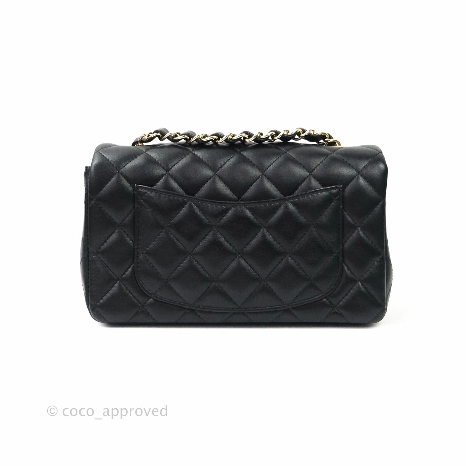 Chanel Quilted Mini Rectangular Lambskin Black Flap Gold Hardware