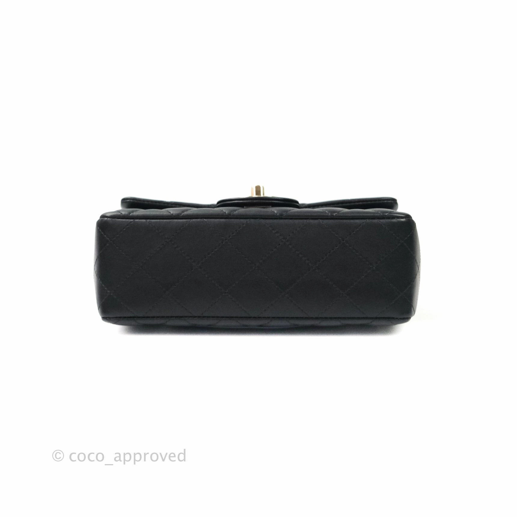 Chanel Quilted Mini Rectangular Lambskin Black Flap Gold Hardware