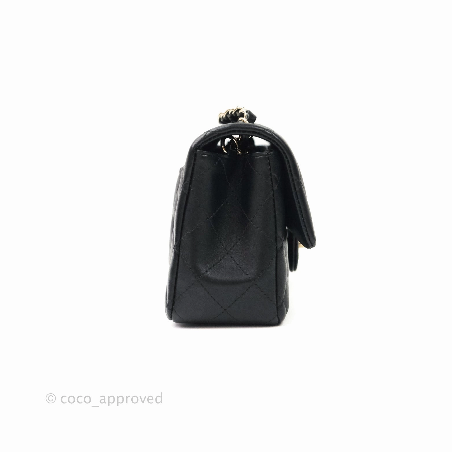 Chanel Quilted Mini Rectangular Lambskin Black Flap Gold Hardware