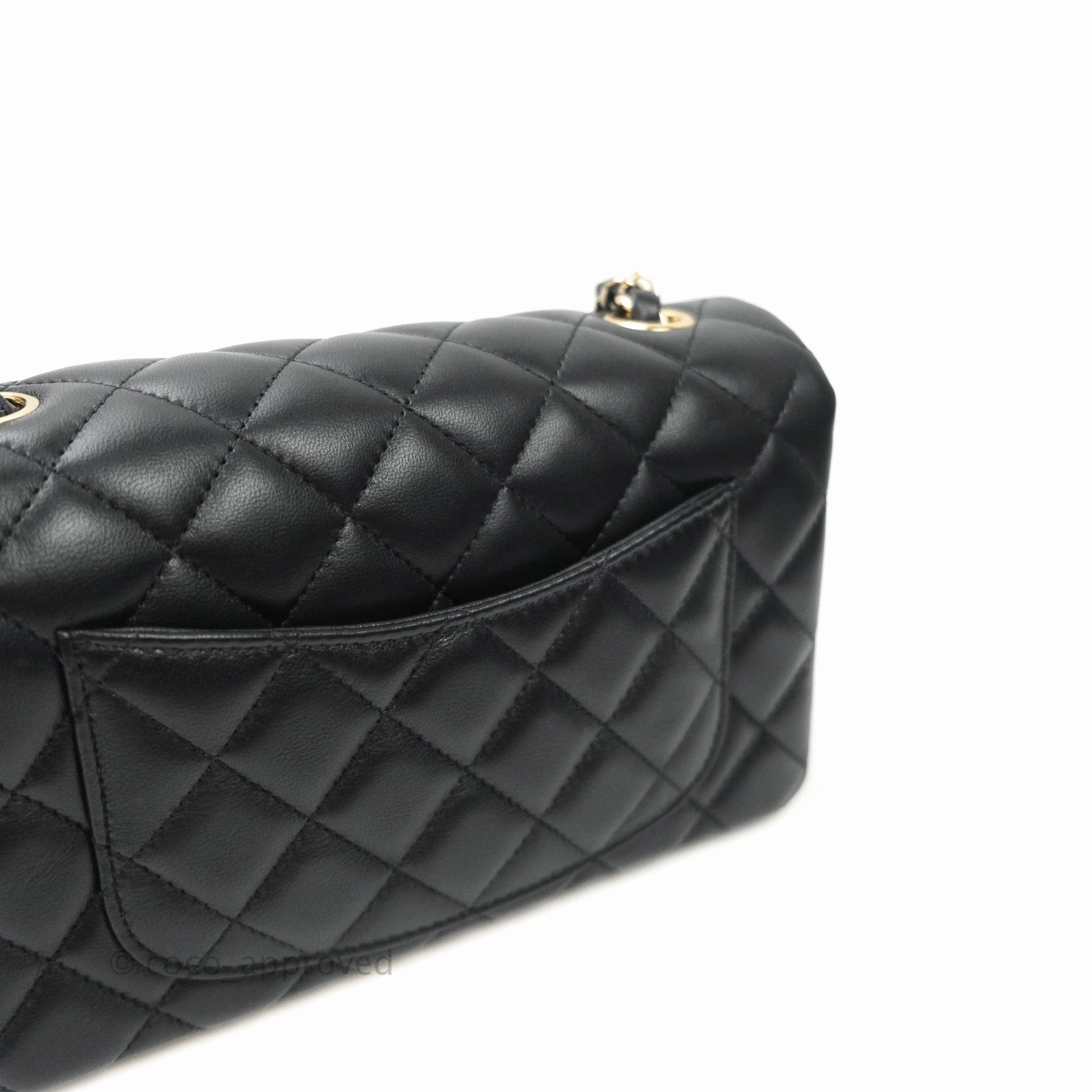 Chanel Quilted Mini Rectangular Lambskin Black Flap Gold Hardware