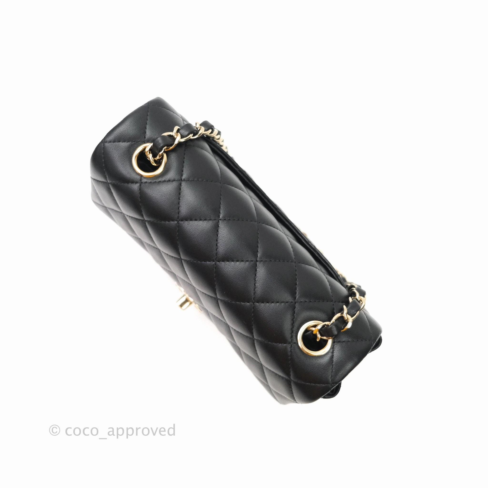 Chanel Quilted Mini Rectangular Lambskin Black Flap Gold Hardware