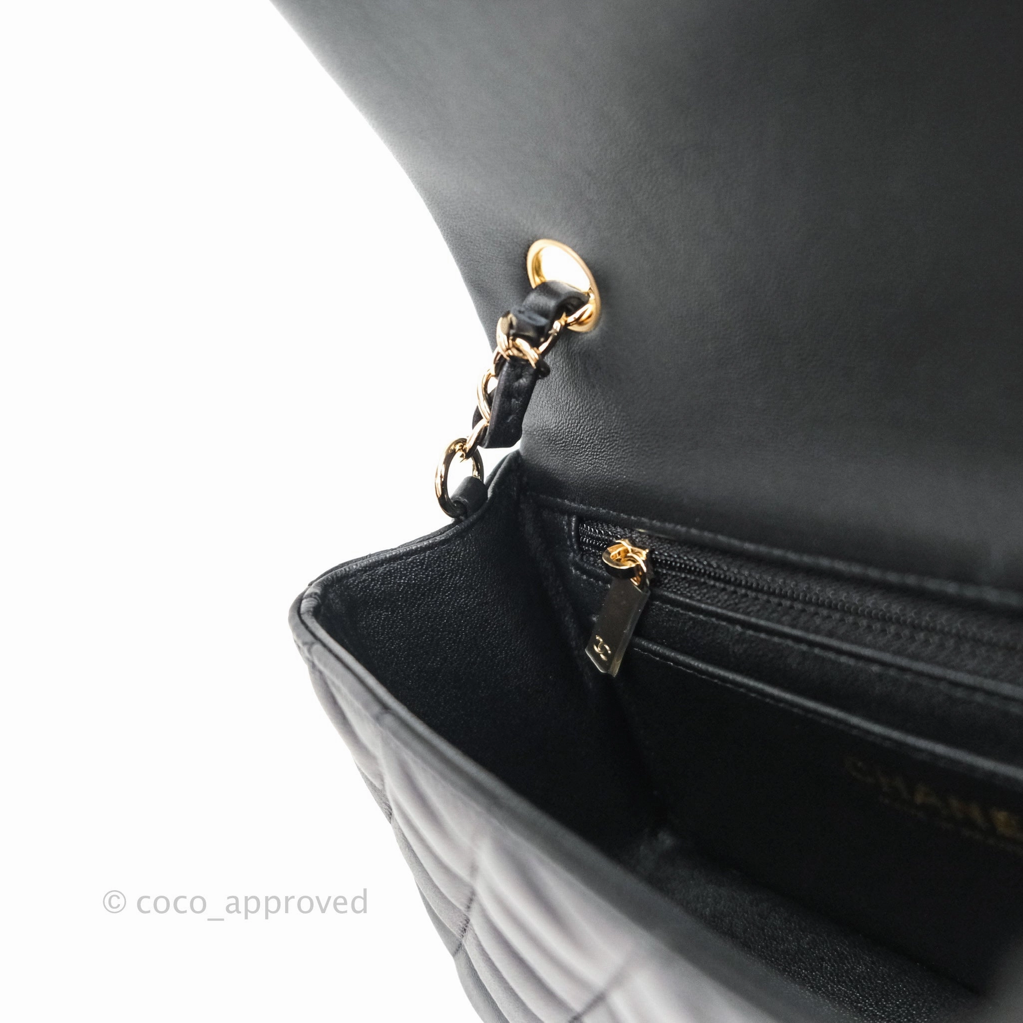 Chanel Quilted Mini Rectangular Lambskin Black Flap Gold Hardware