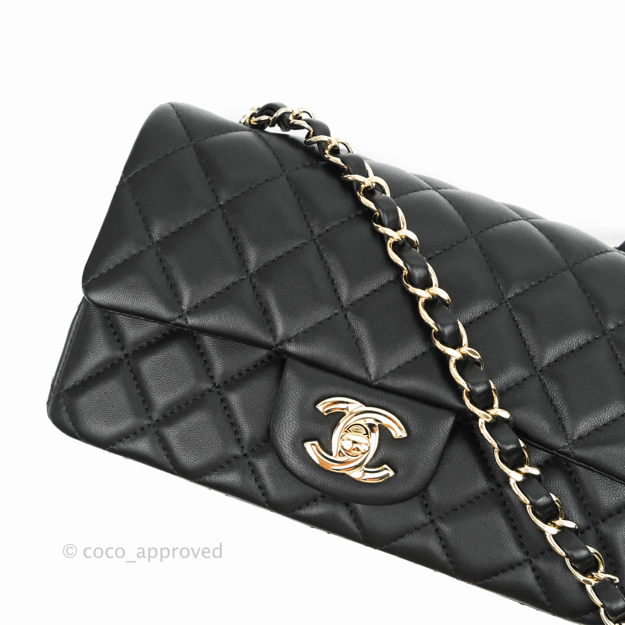 Chanel Quilted Mini Rectangular Lambskin Black Gold Hardware