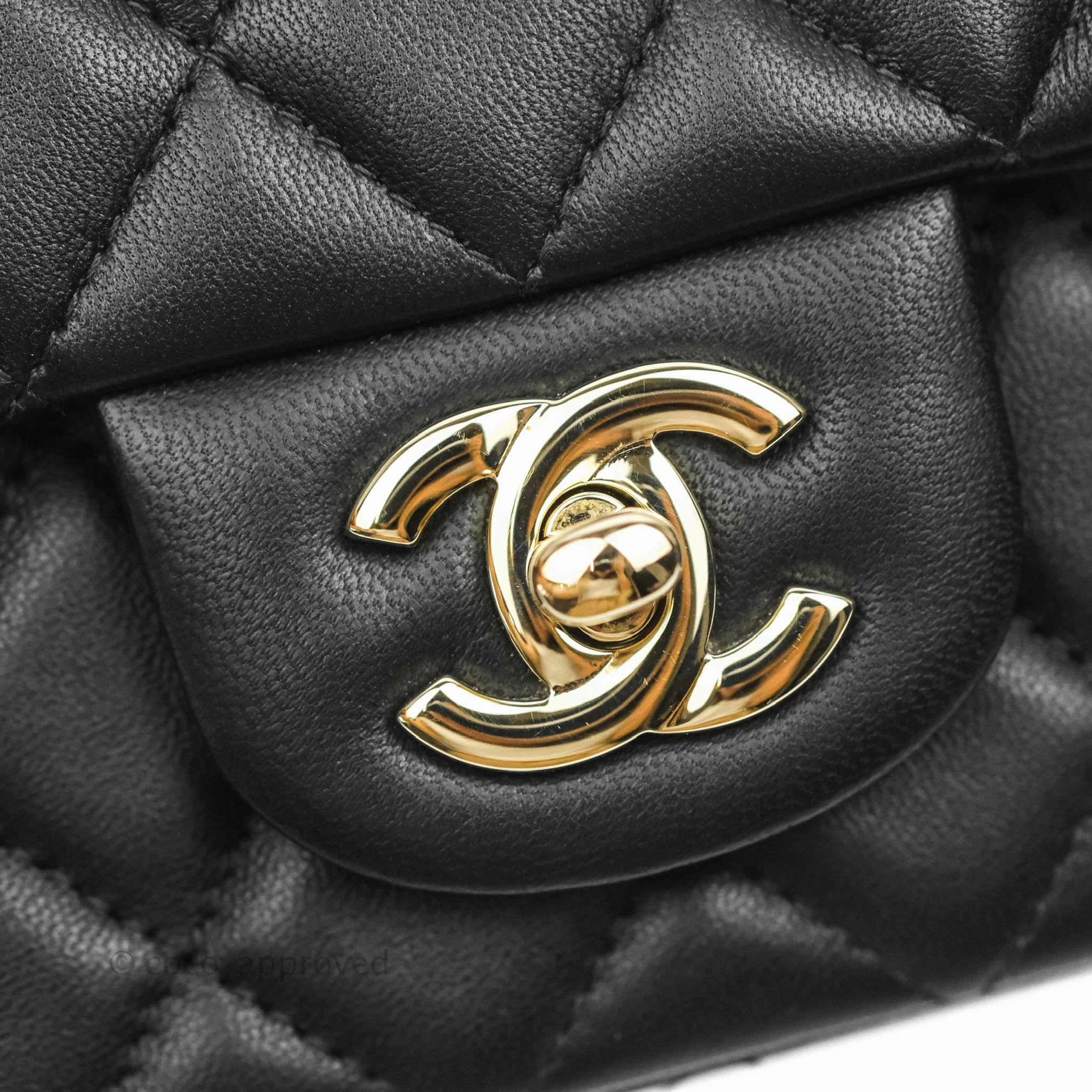 Chanel Quilted Mini Rectangular Lambskin Black Gold Hardware