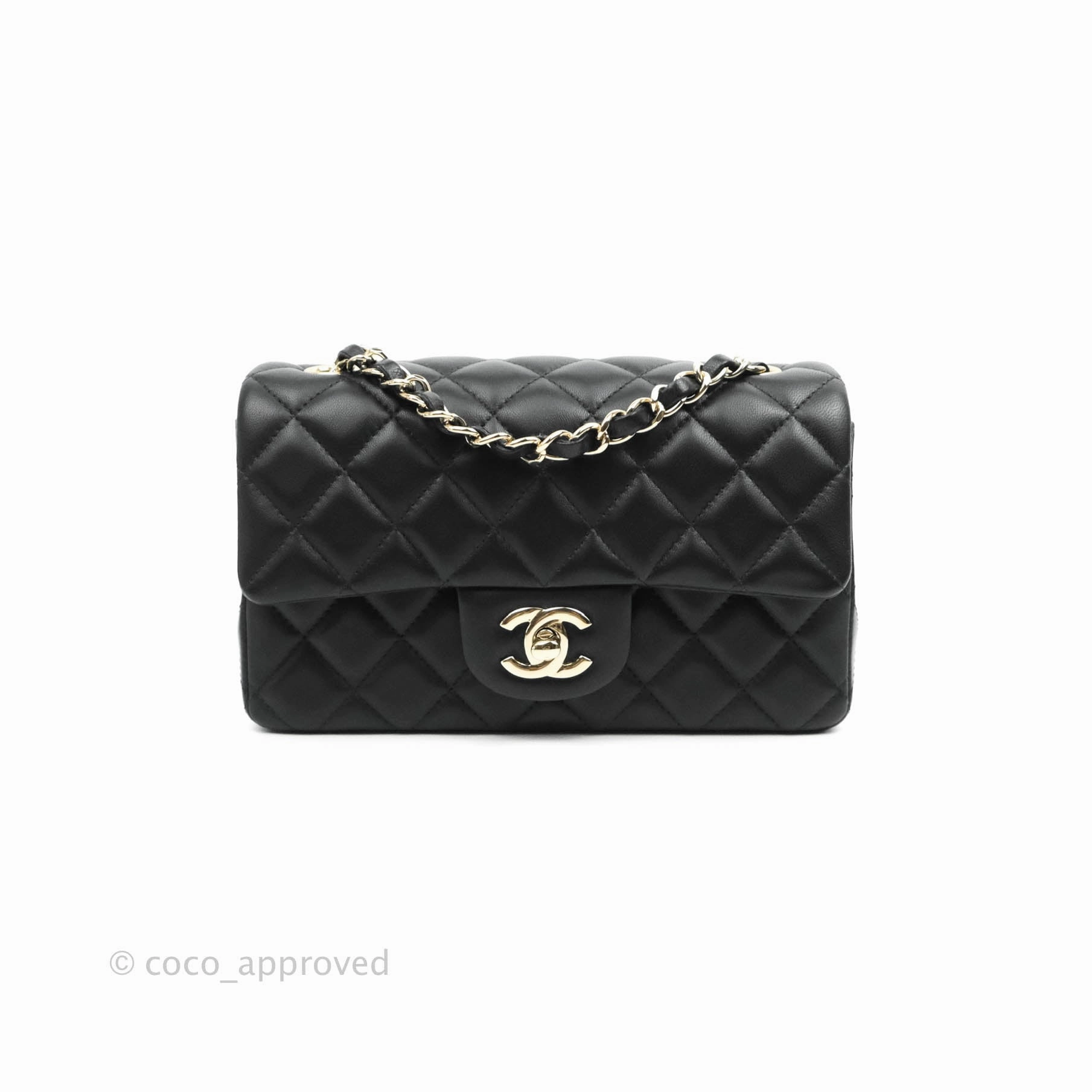 Chanel Quilted Mini Rectangular Lambskin Black Gold Hardware