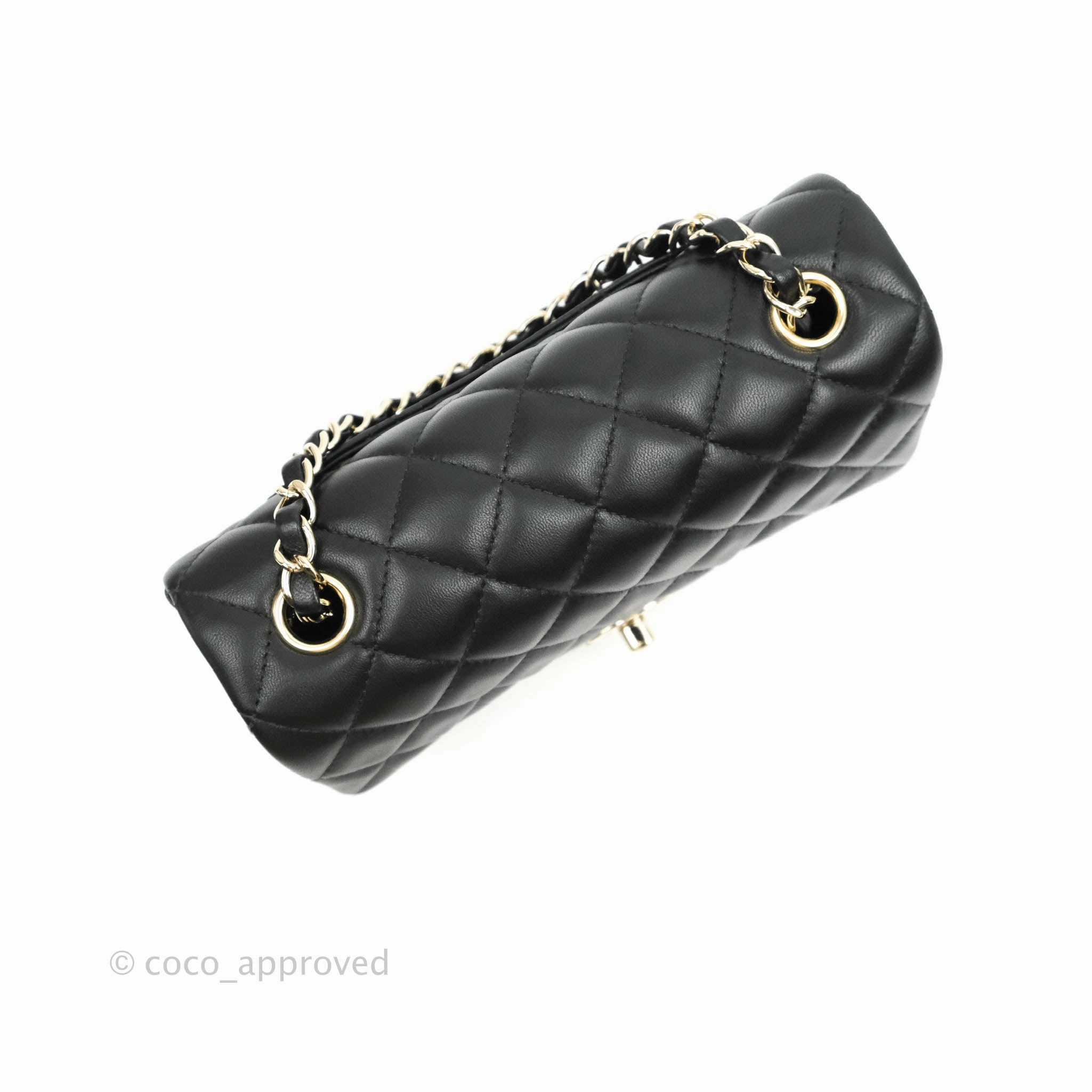 Chanel Quilted Mini Rectangular Lambskin Black Gold Hardware