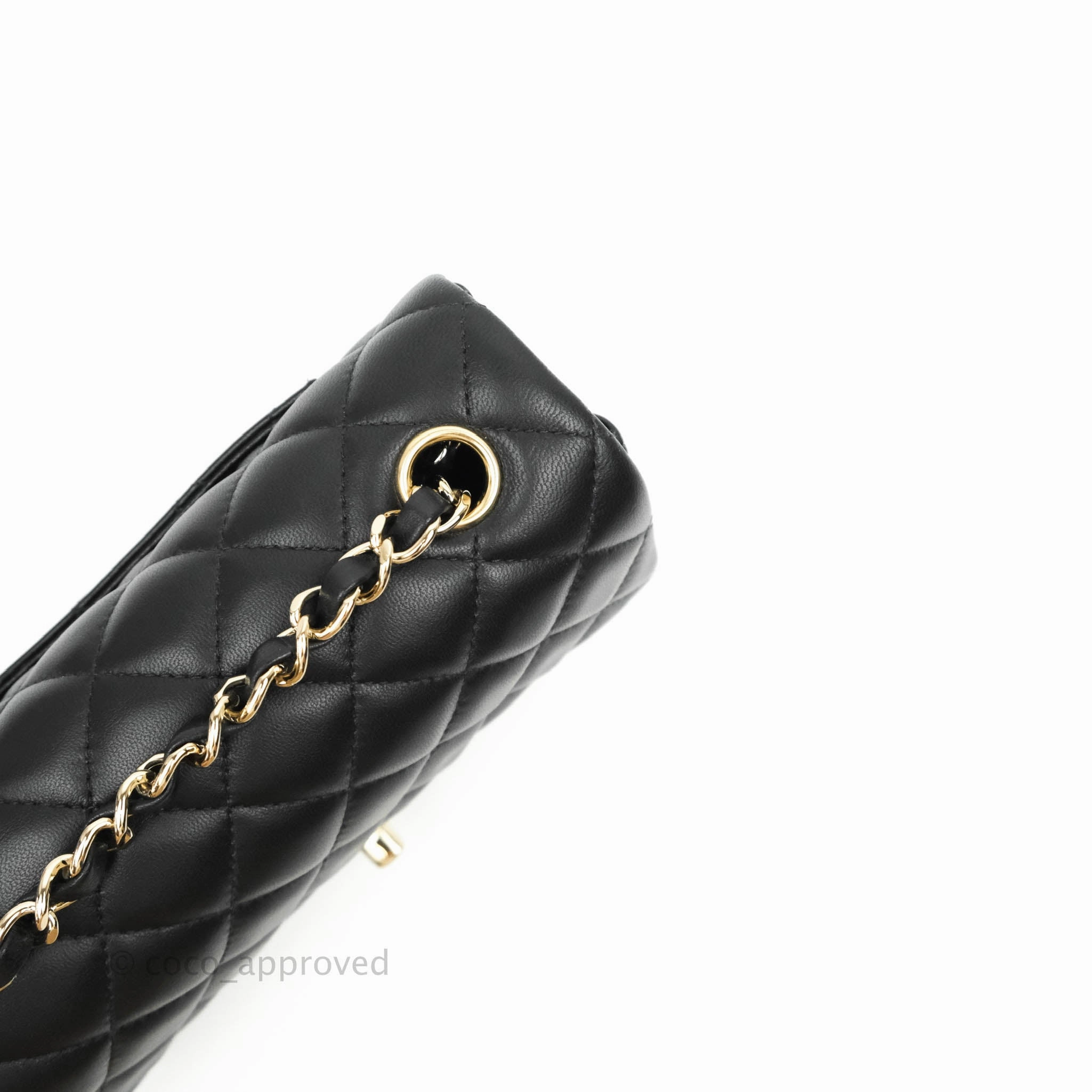 Chanel Quilted Mini Rectangular Lambskin Black Gold Hardware