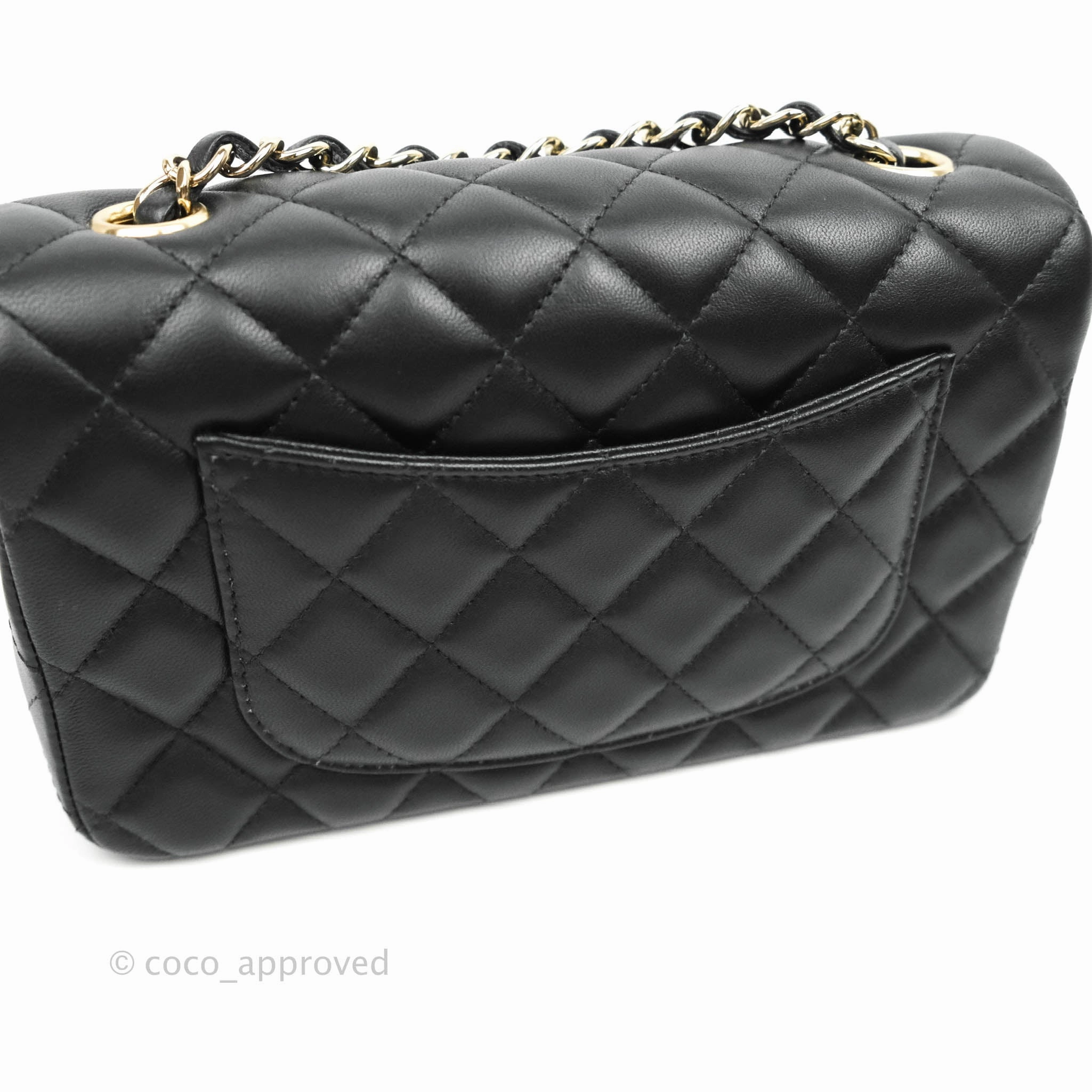 Chanel Quilted Mini Rectangular Lambskin Black Gold Hardware