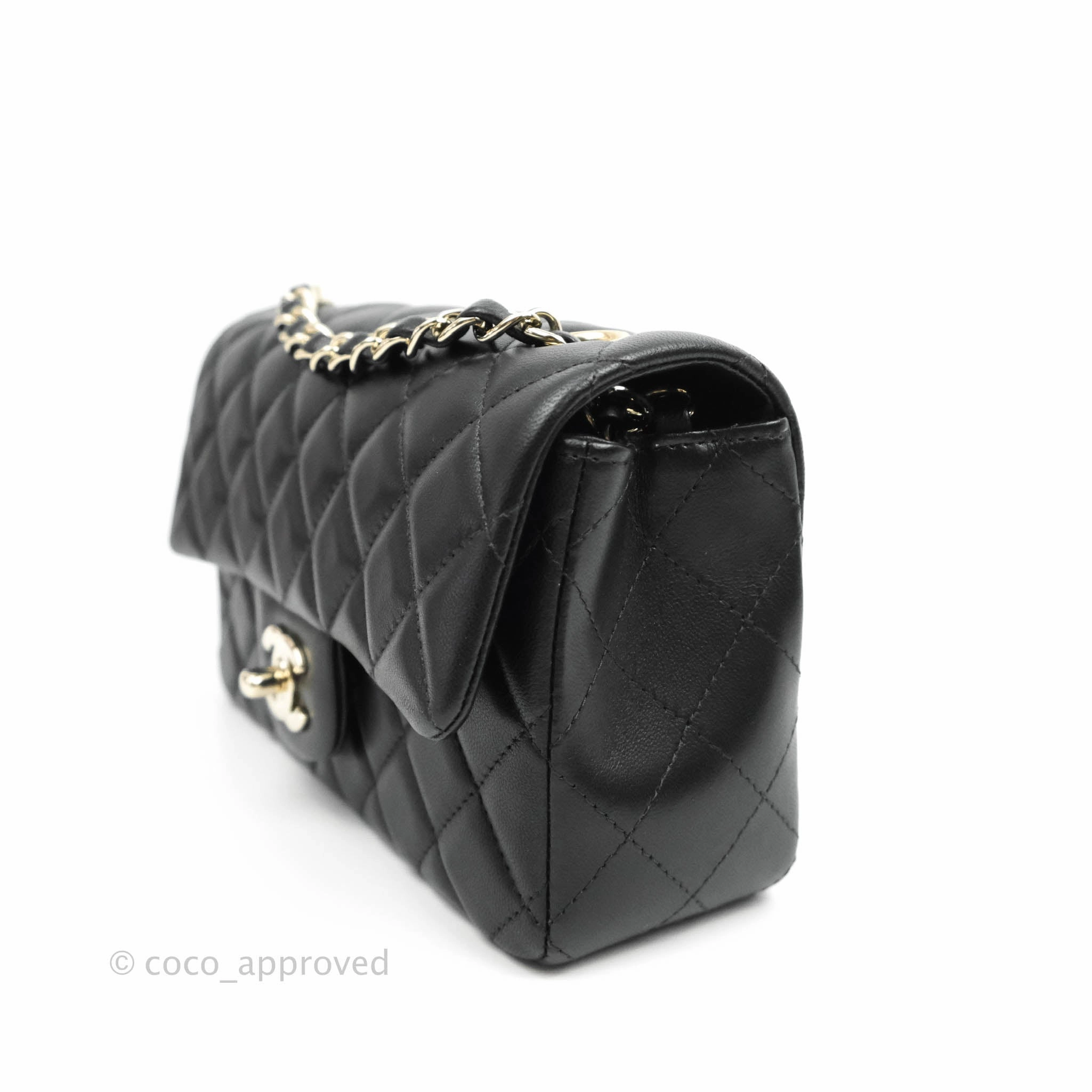 Chanel Quilted Mini Rectangular Lambskin Black Gold Hardware