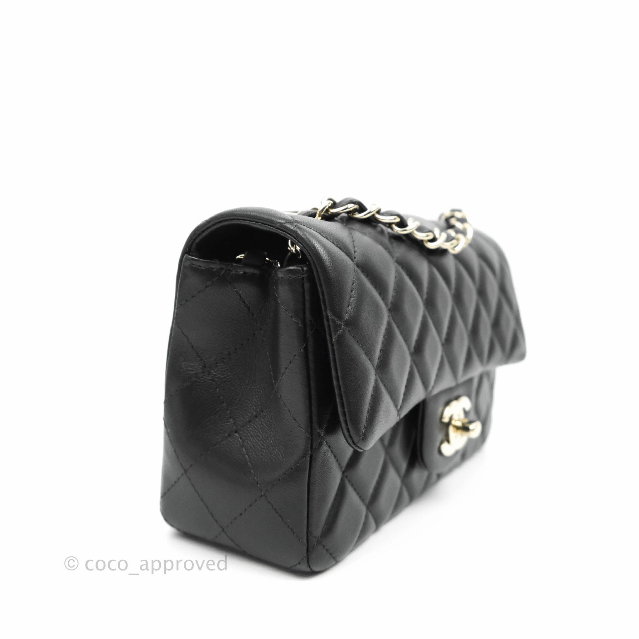 Chanel Quilted Mini Rectangular Lambskin Black Gold Hardware